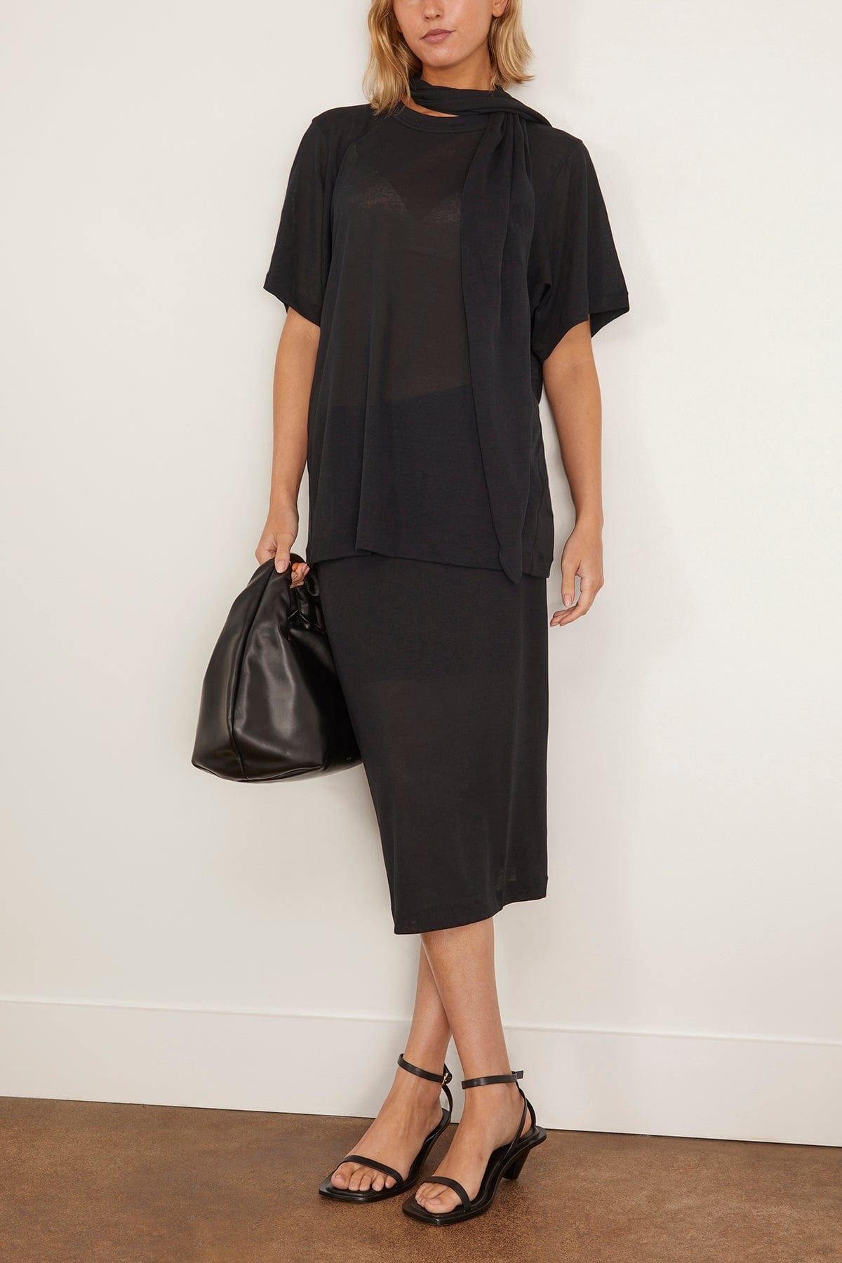 Moon Sheer Organic Cotton Crepe Skirt in Black - 2