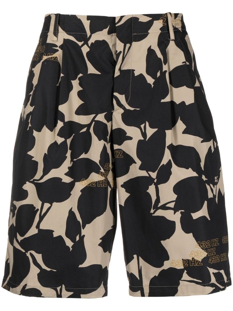 graphic-print high-waist shorts - 1