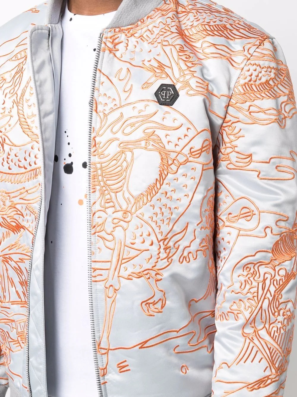 tattoo-motif embroidered bomber jacket - 5