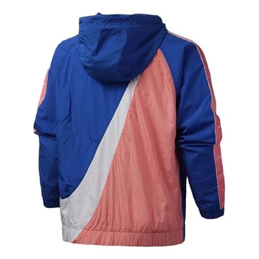 Nike Sportswear NSW Big Swoosh Back Large Half Zipper Sports hooded Jacket Blue Pink Bluepink CD0420 - 1