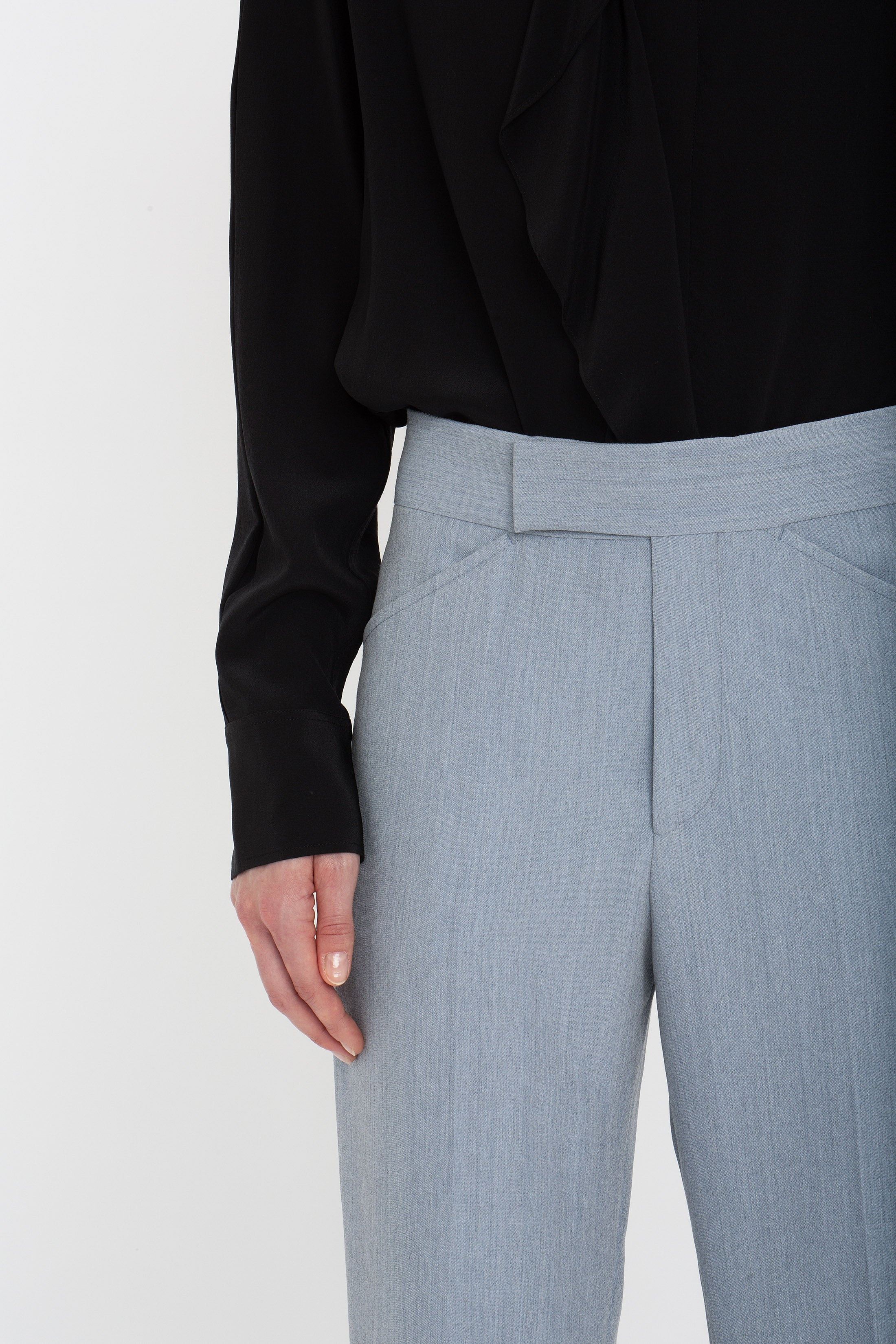 Exclusive Wide Cropped Flare Trouser In Marina - 5