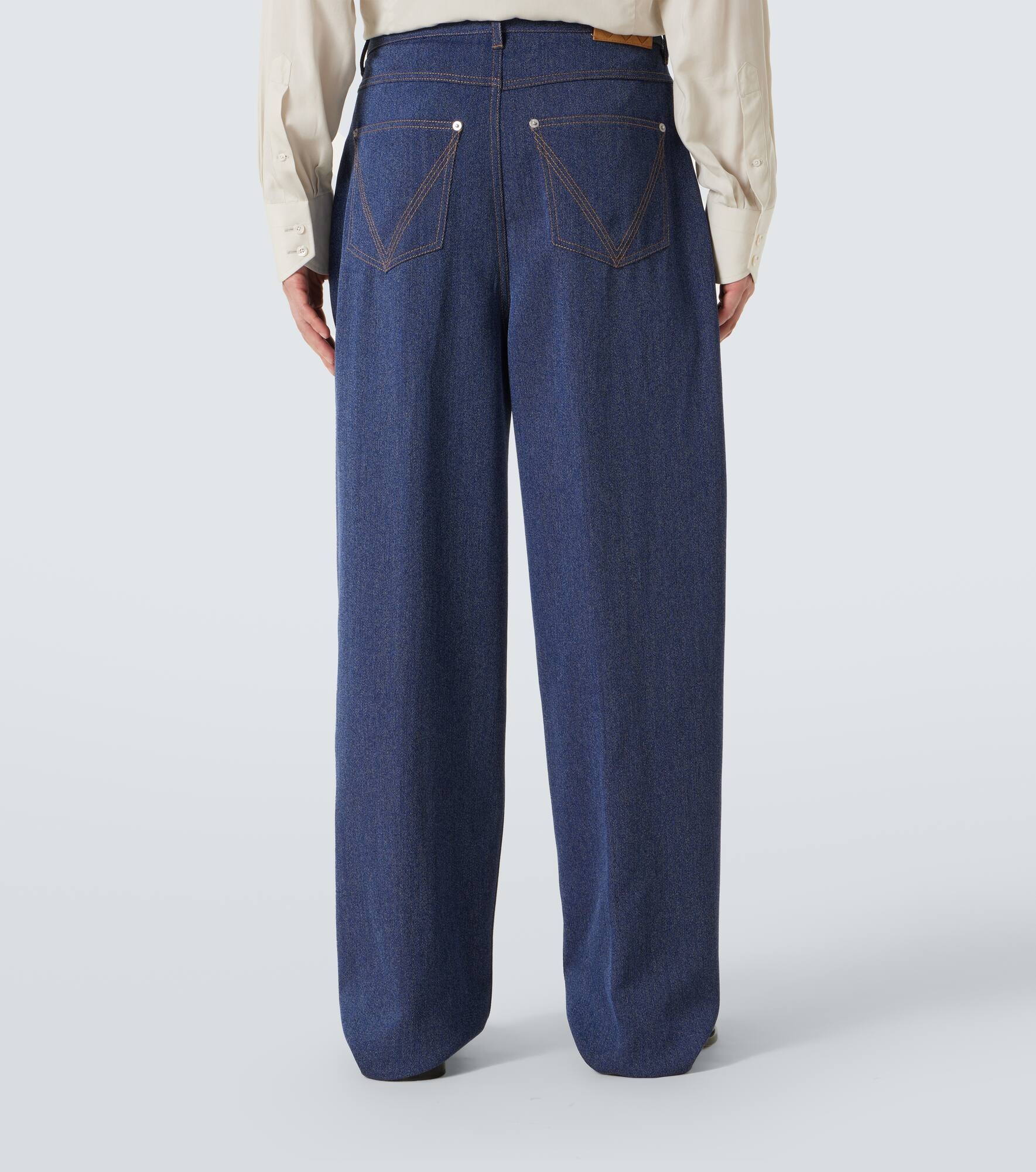 Wool and cotton wide-leg pants - 4