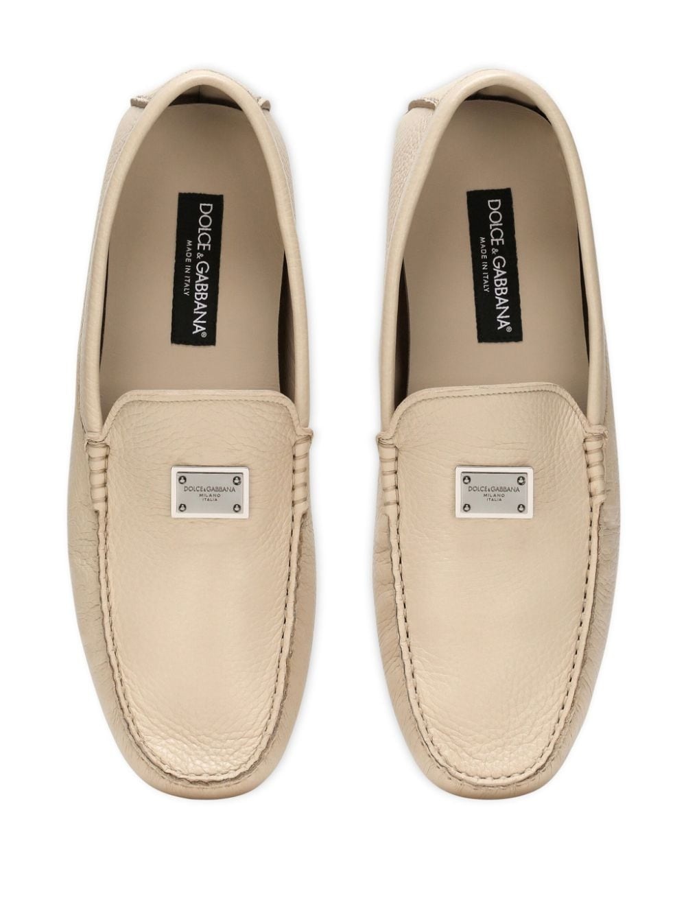 logo-plaque leather loafers - 4