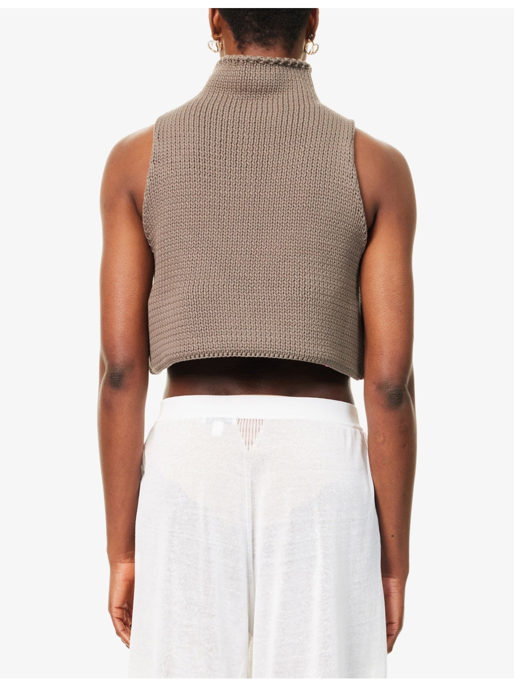 Crop Sleeveless Cotton-Blend Top - 4