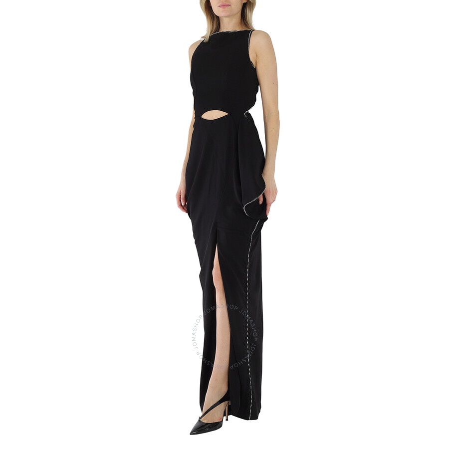 Burberry Ladies Black Cut-out Stretch Jersey Sleeveless Crystal Detail Gown - 4