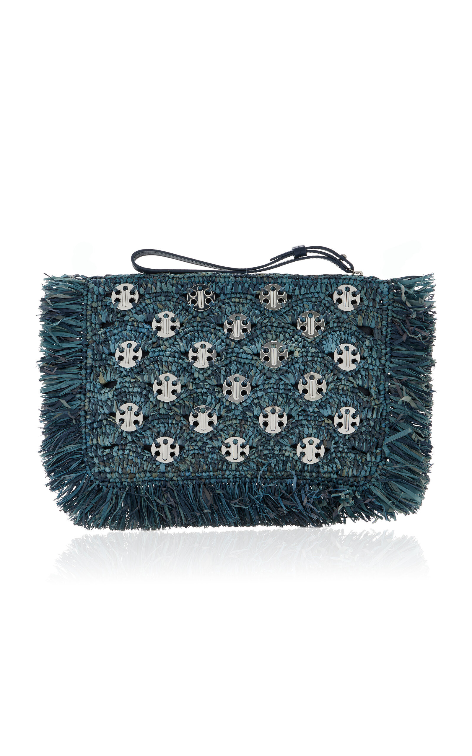 1969 Fringed Raffia Pochette blue - 5
