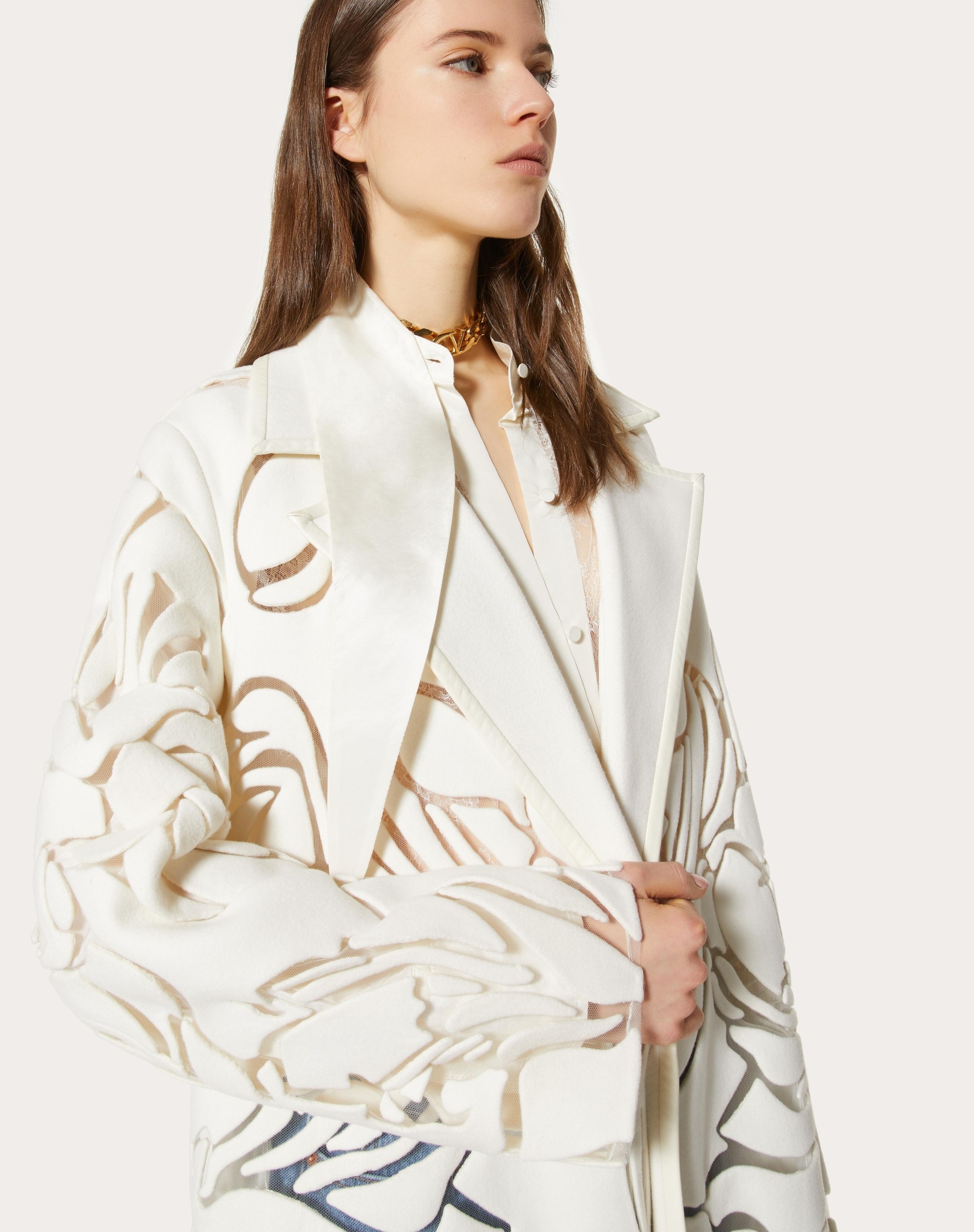 EMBROIDERED FELT COAT - 5