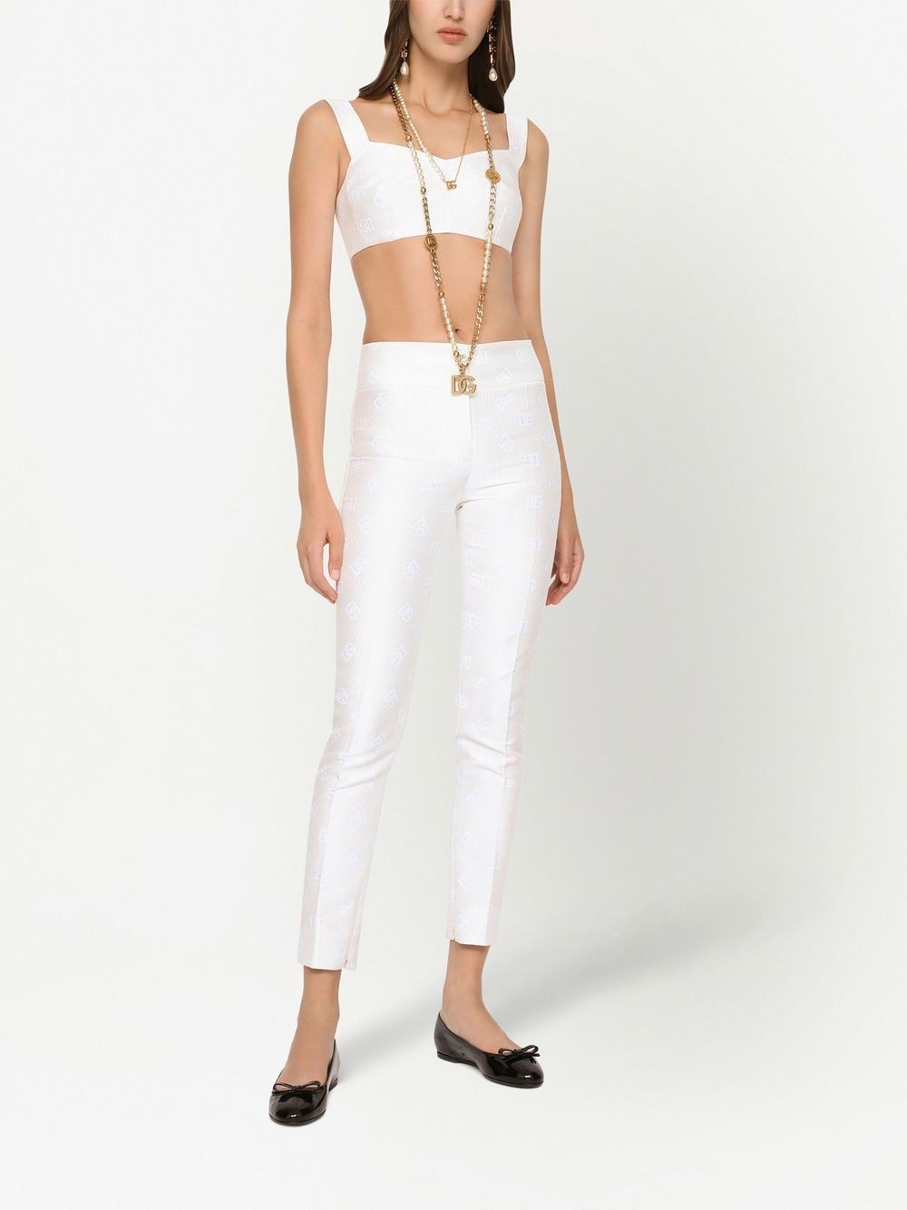 logo-jacquard cropped top - 3