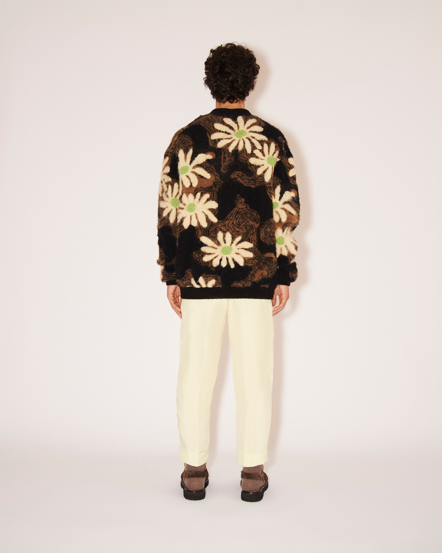 TAIKI - Brushed alpaca floral cardigan - Black - 4