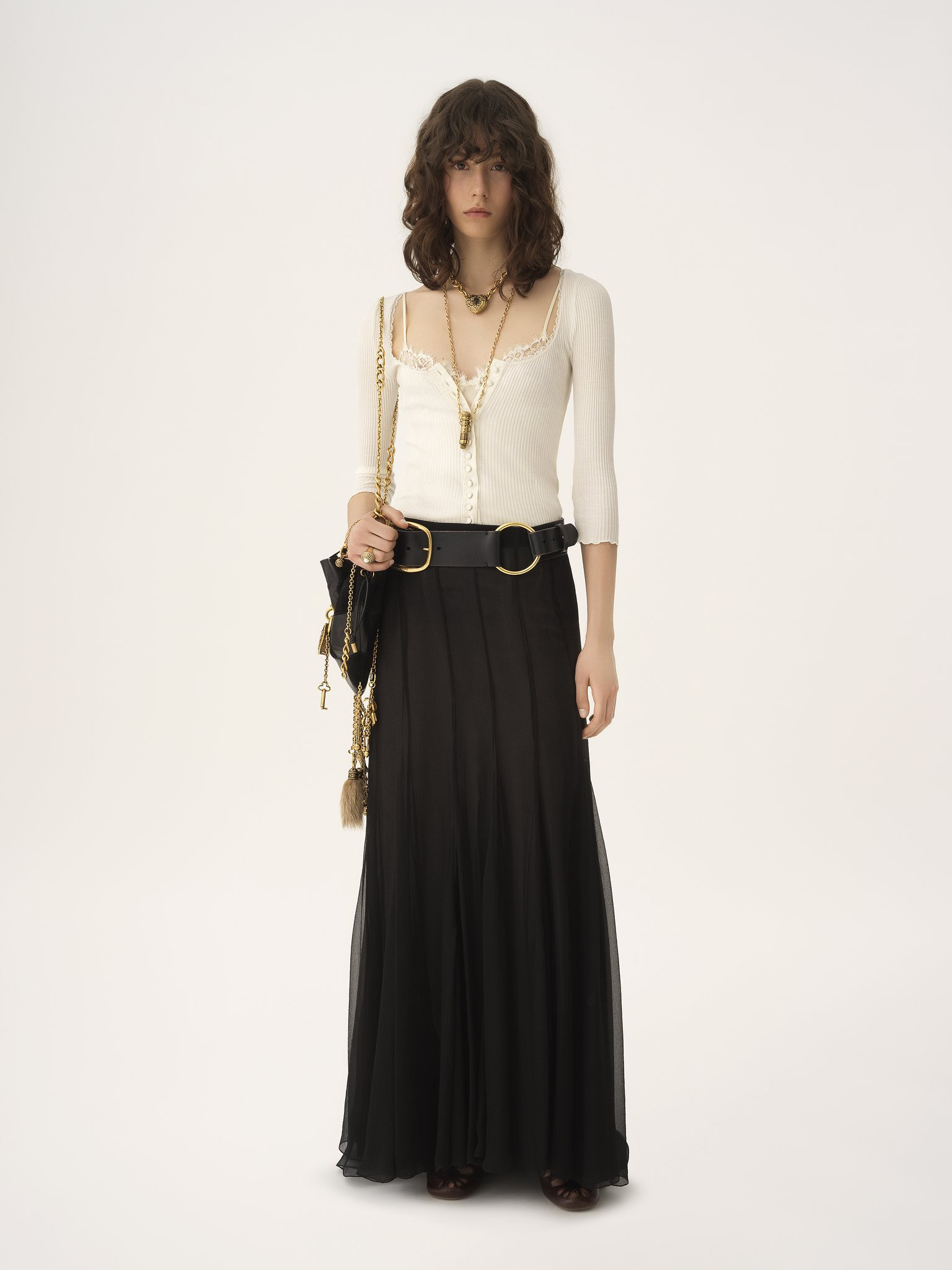 FLUID MAXI SKIRT IN SILK MOUSSELINE - 3