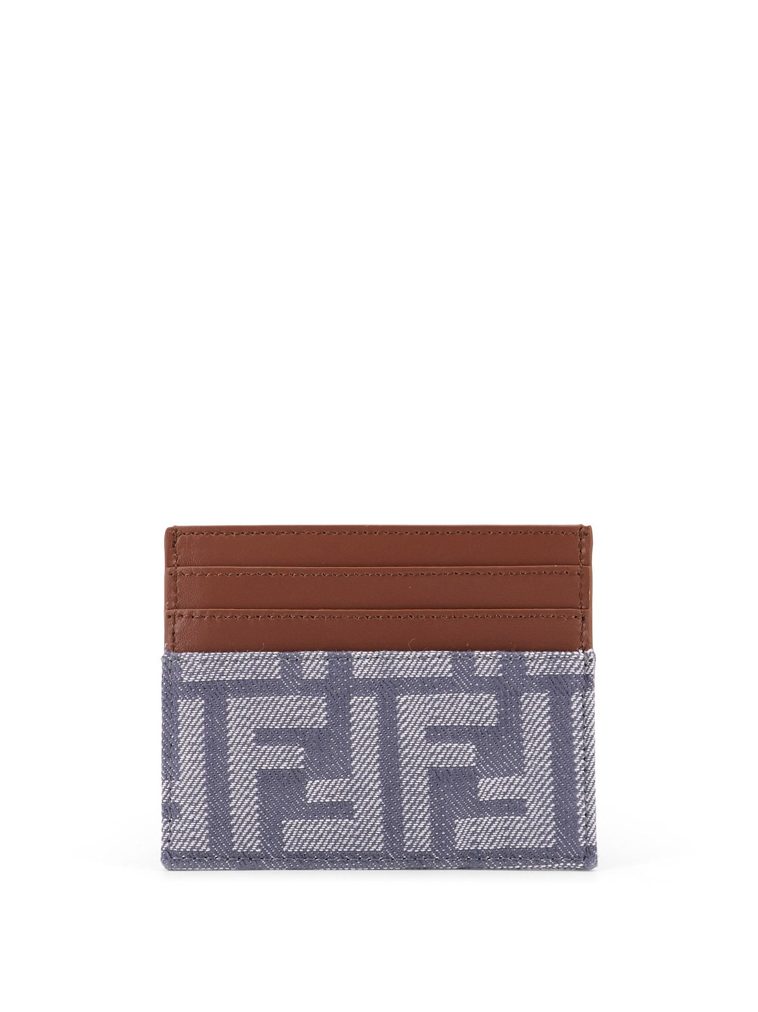 Leather And Ff Jacquard Fabric Cardholder - 2