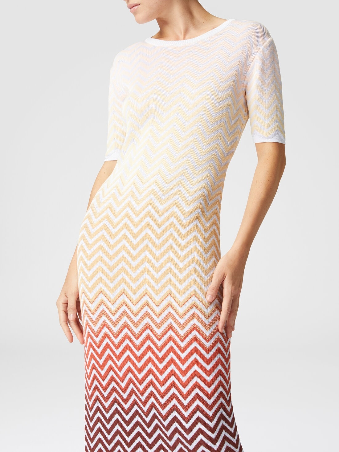 Dégradé chevron motif midi dress - 5