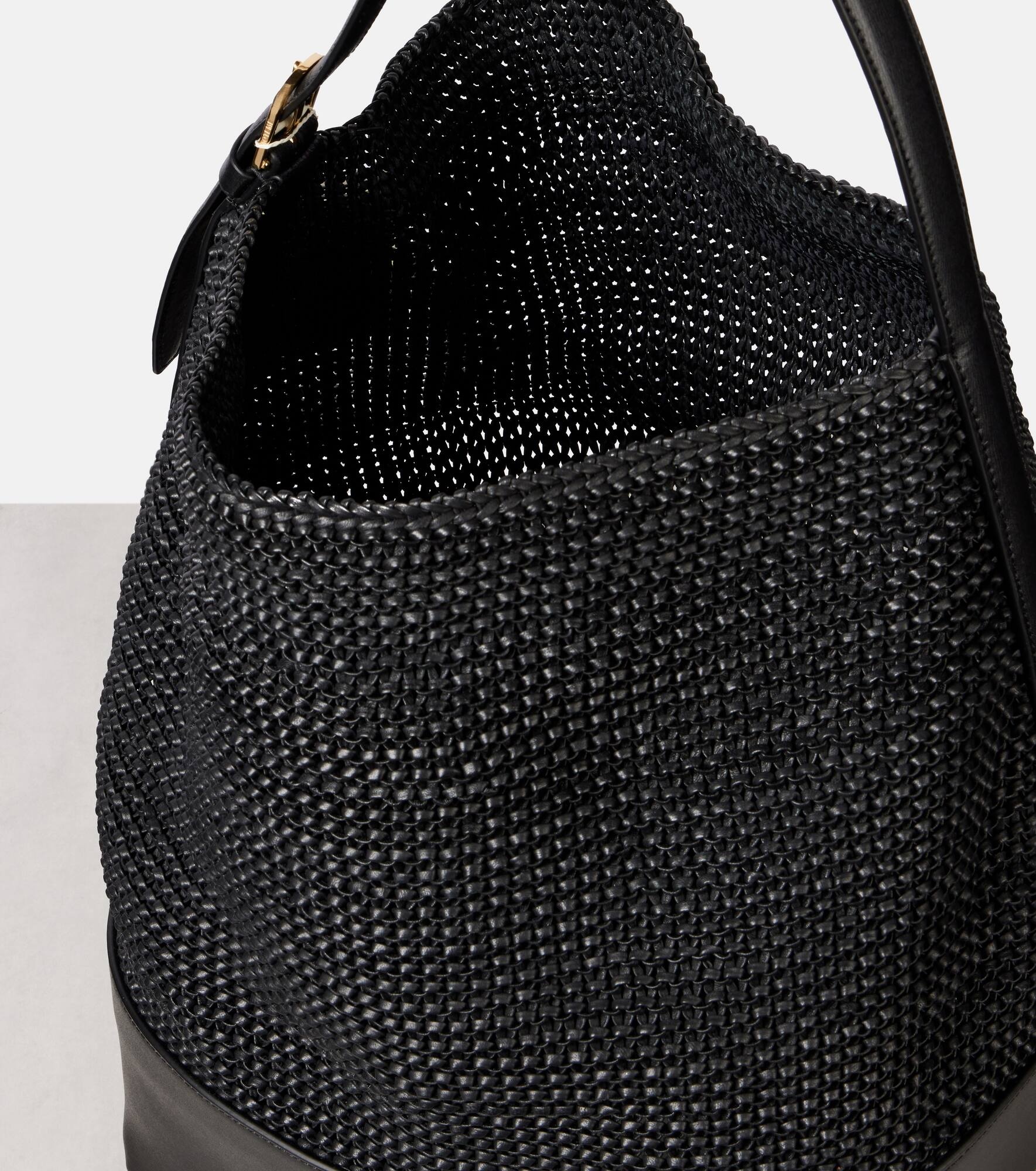 Belted woven leather tote bag - 3