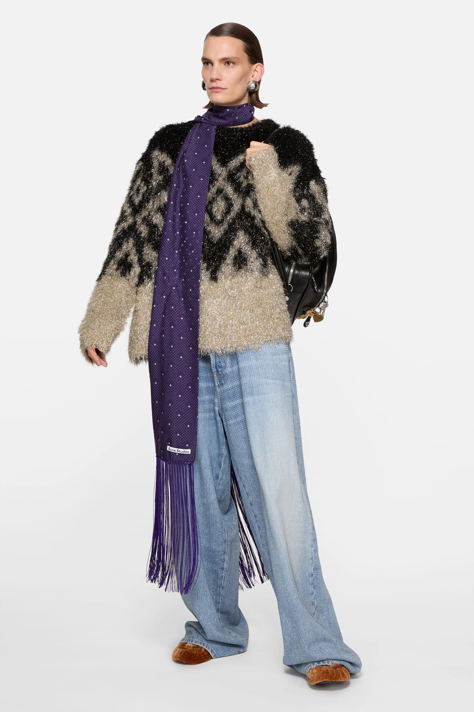 Metallic knit sweater - Black/gold - 1