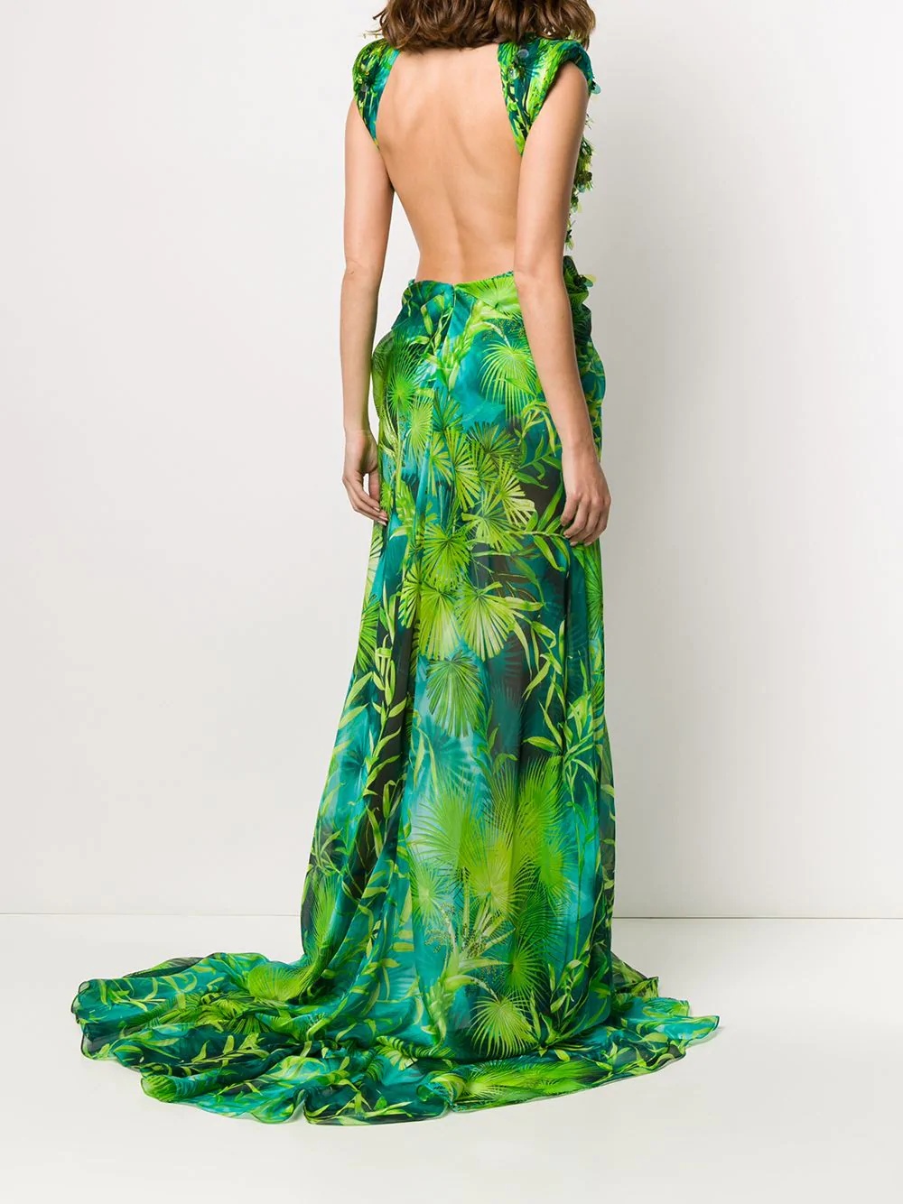 jungle print long dress - 4