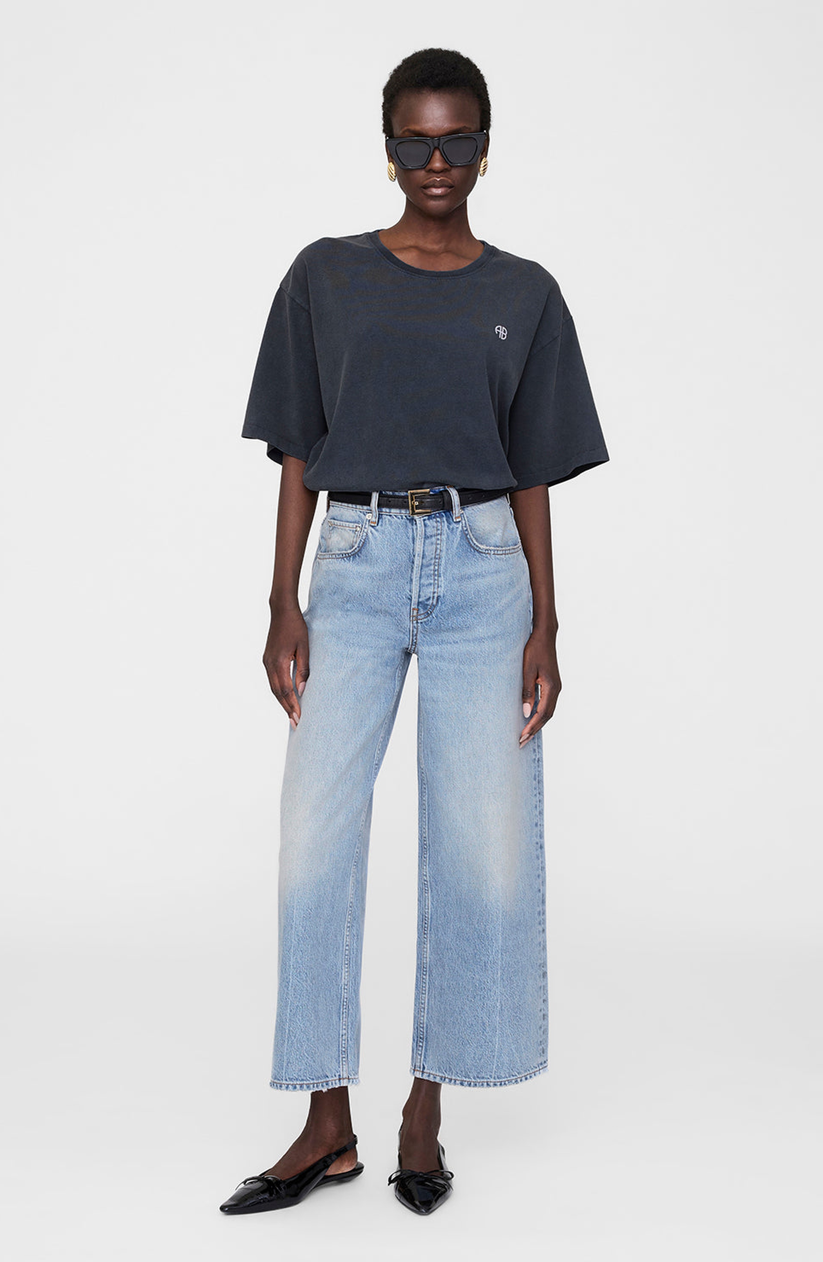 ANINE BING Rudy Empowerment Tee in Washed Black at Nordstrom - 1