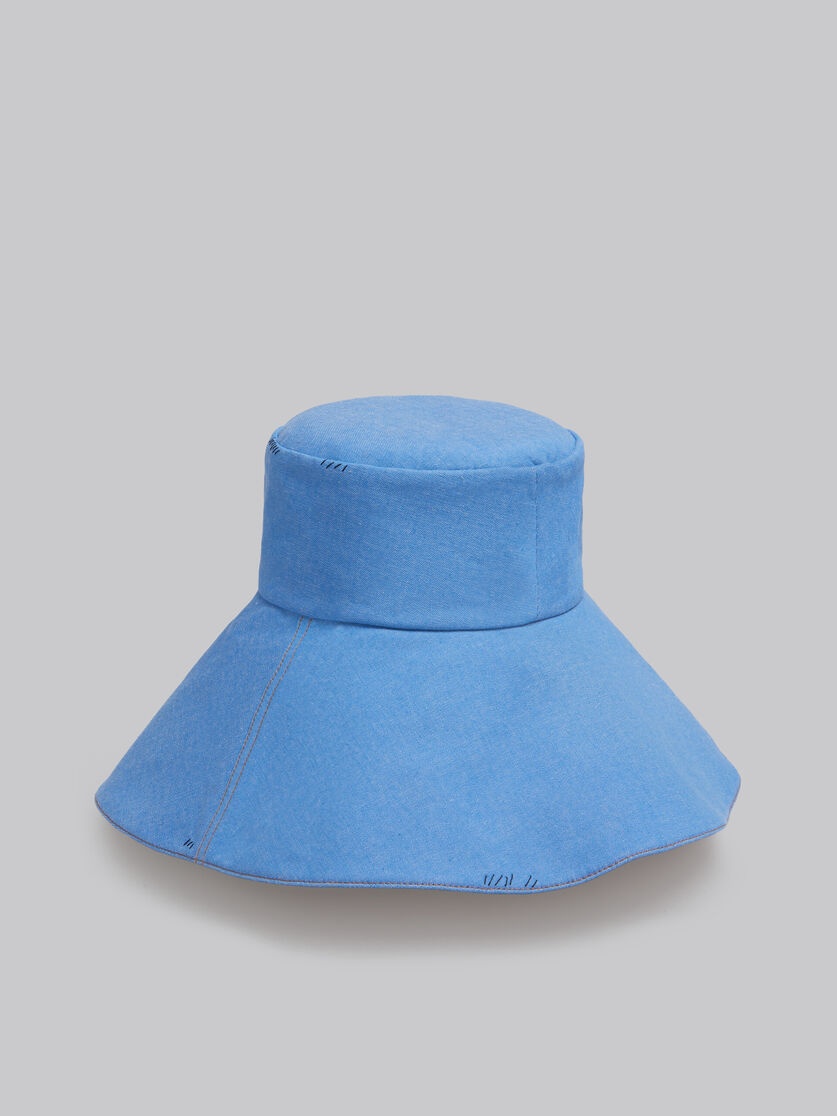 BLUE DENIM BUCKET HAT WITH MARNI MENDING - 3