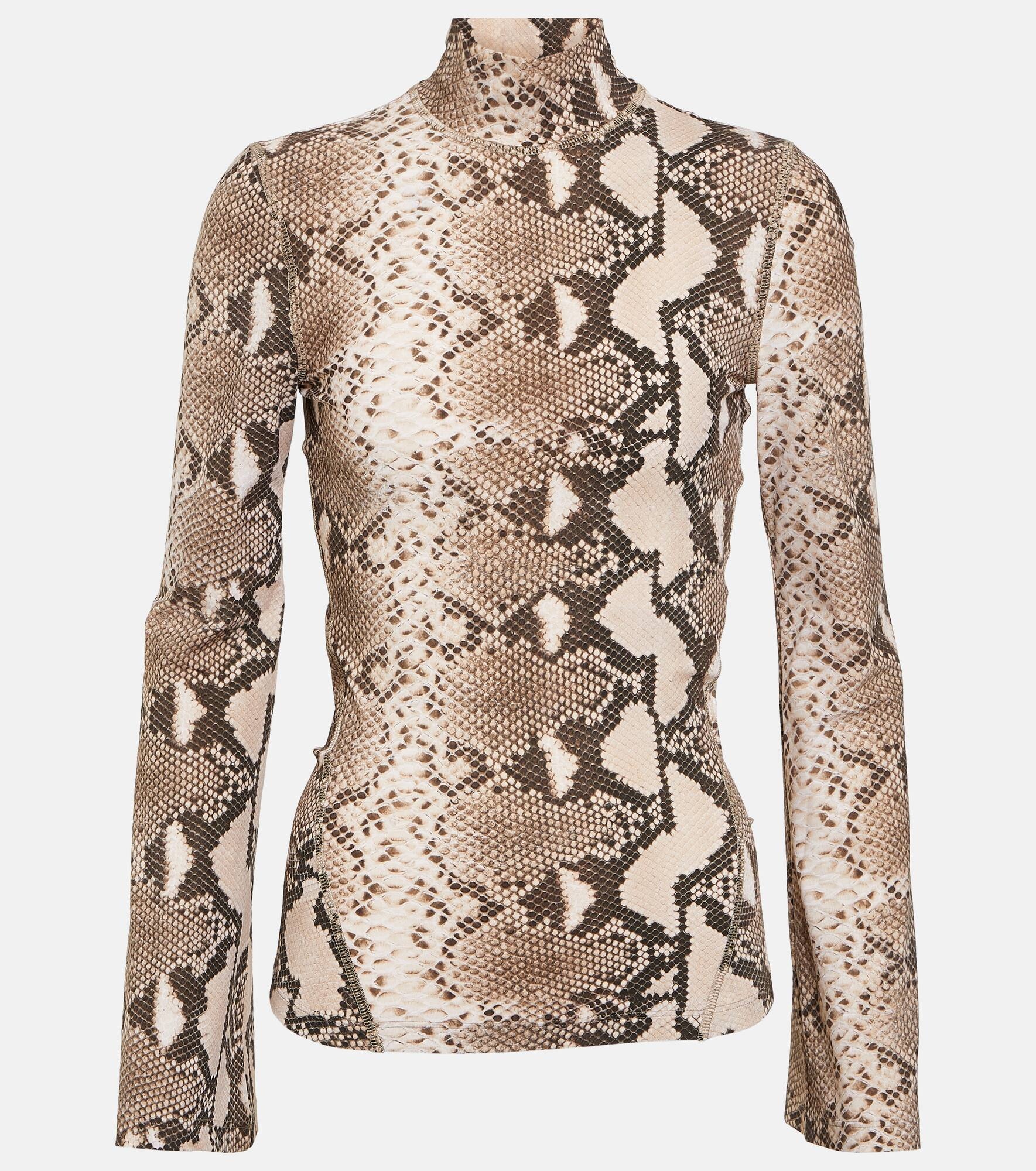 Snake-print turtleneck top - 1