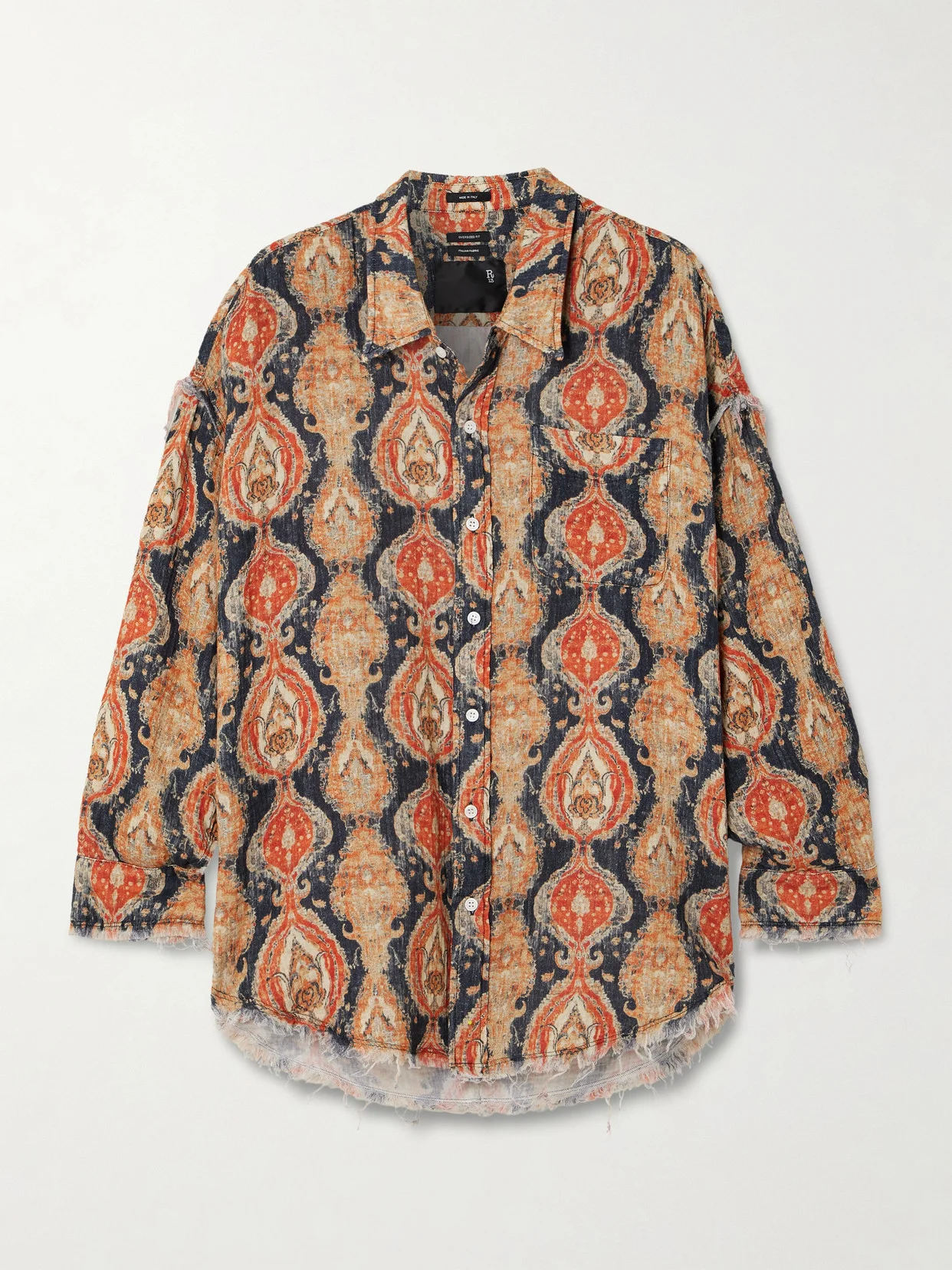 Frayed Printed Cotton Shirt - 1