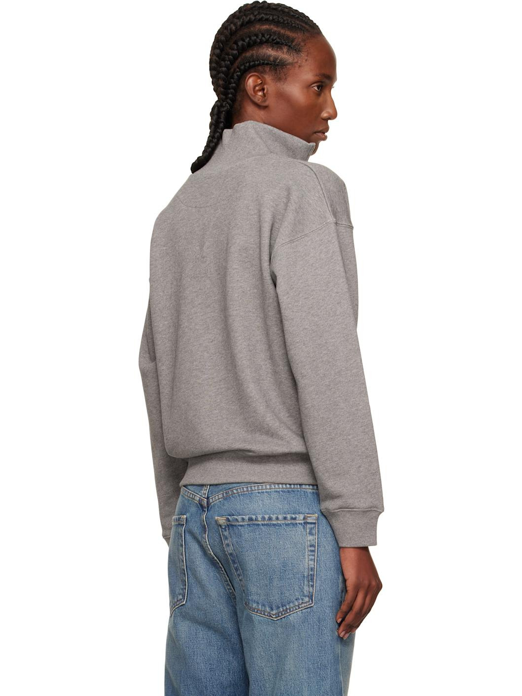 Gray Half Zip Baby Fox Patch Sweatshirt - 3