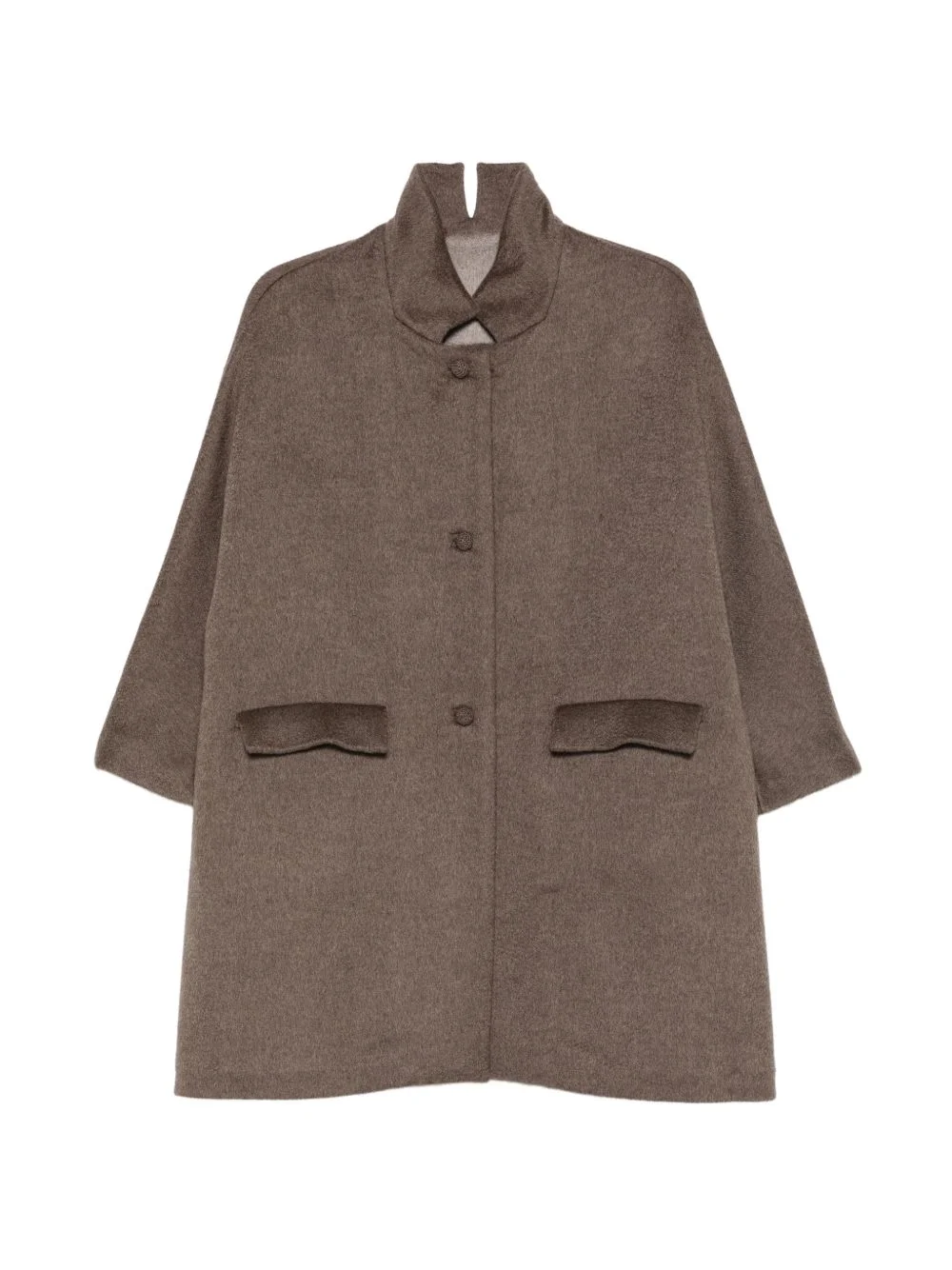 button-up cashmere coat - 1