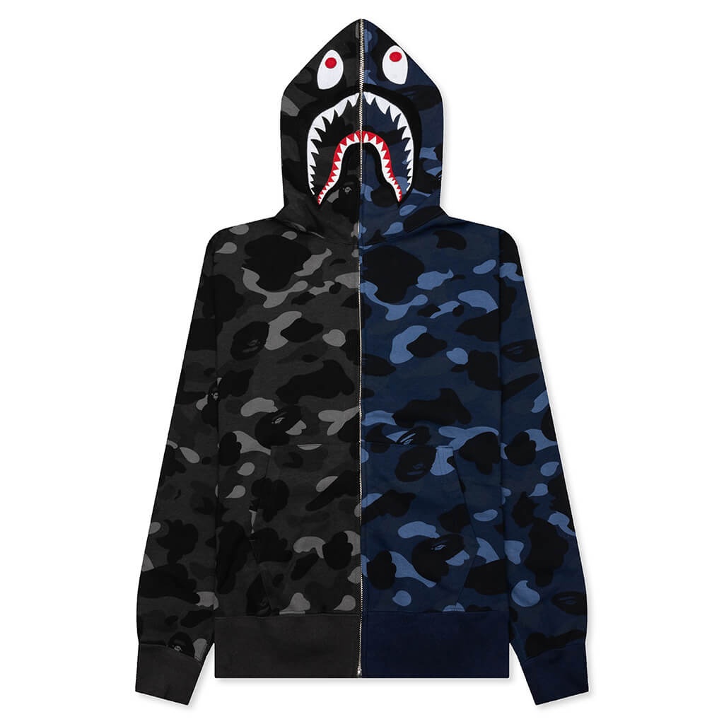 COLOR CAMO SEPARATE SHARK FULL ZIP HOODIE - BLACK/NAVY - 1