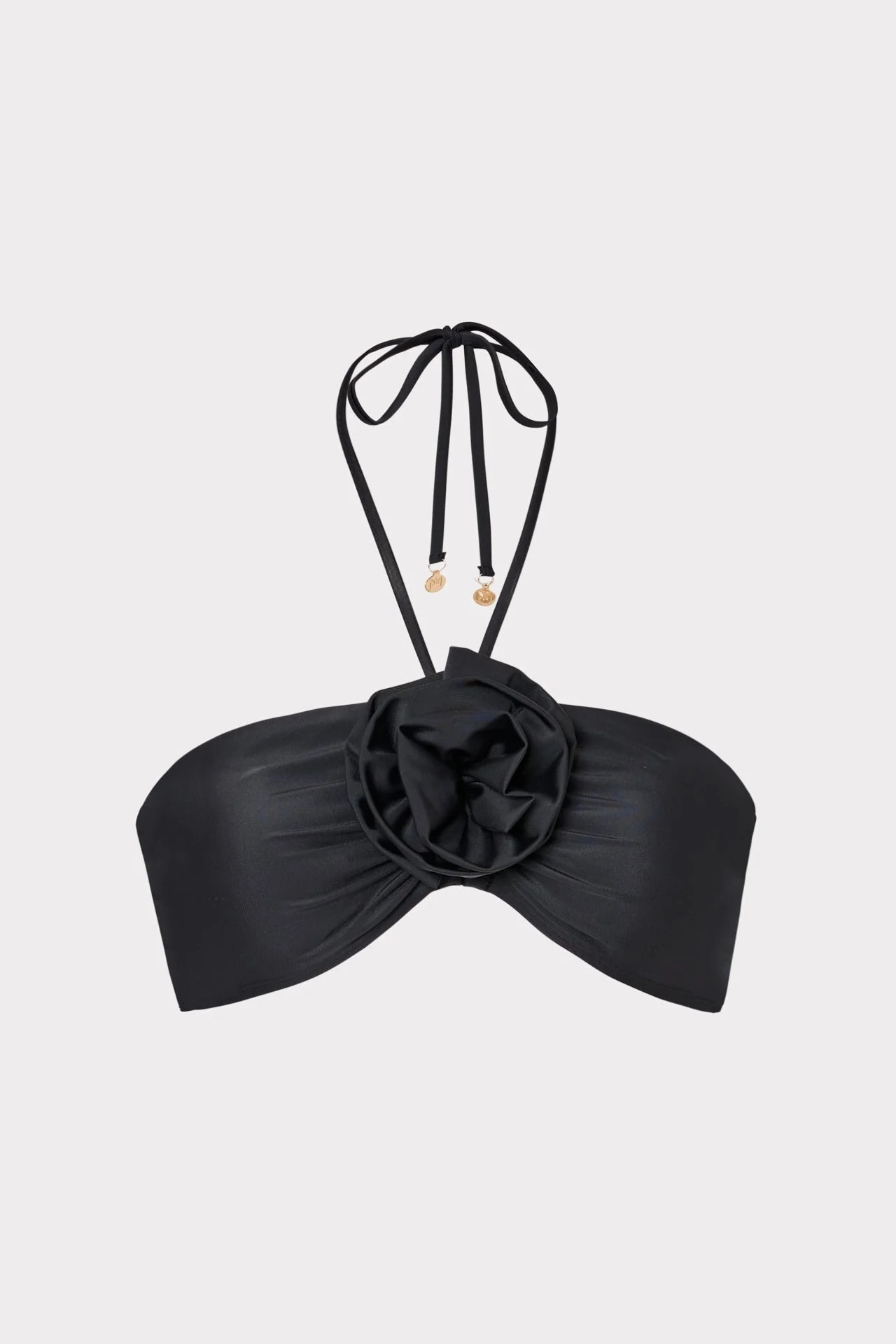 Floral Applique Halter Bikini Top - 1