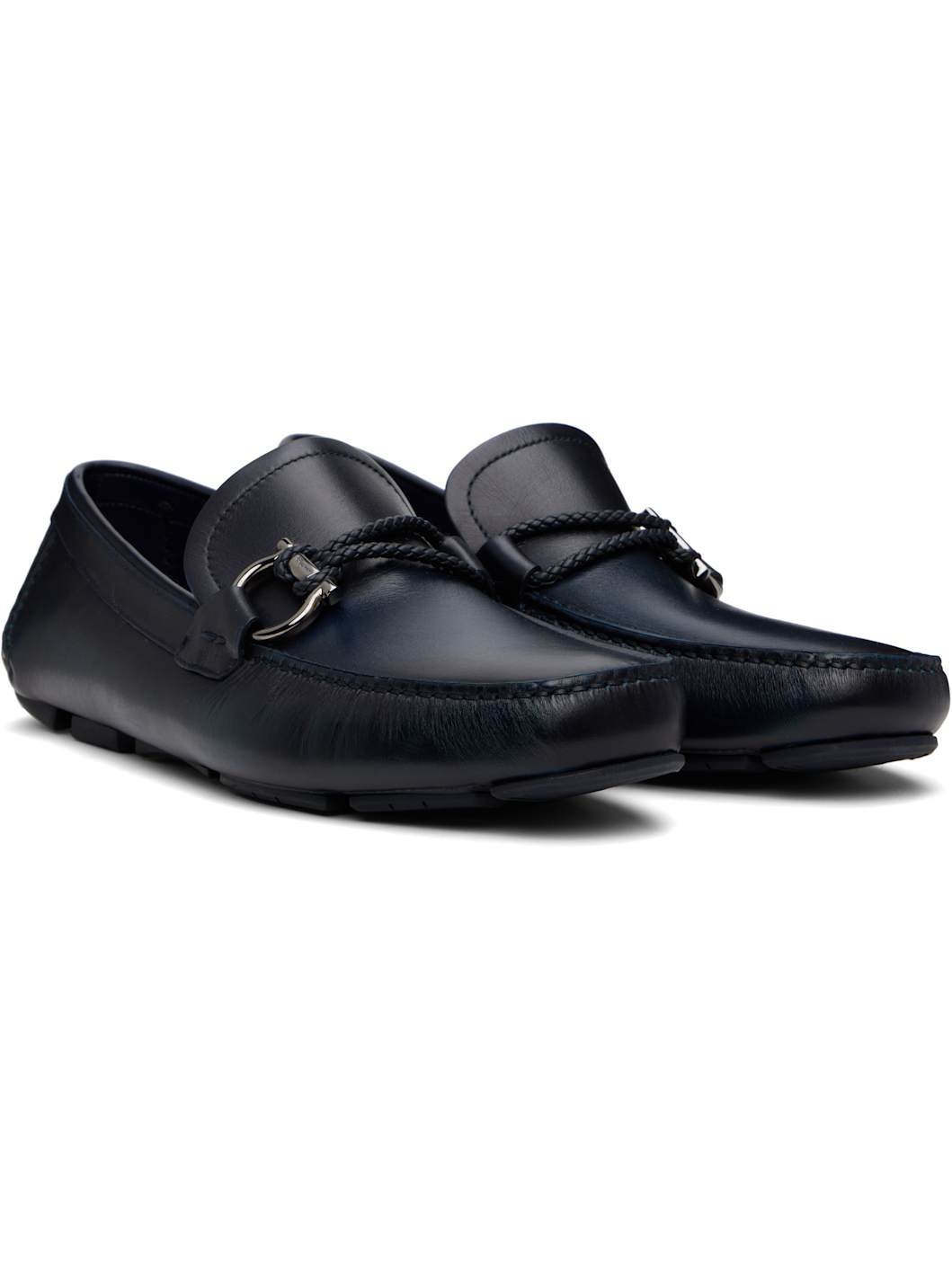Navy Gancini Ornament Driver Loafers - 4