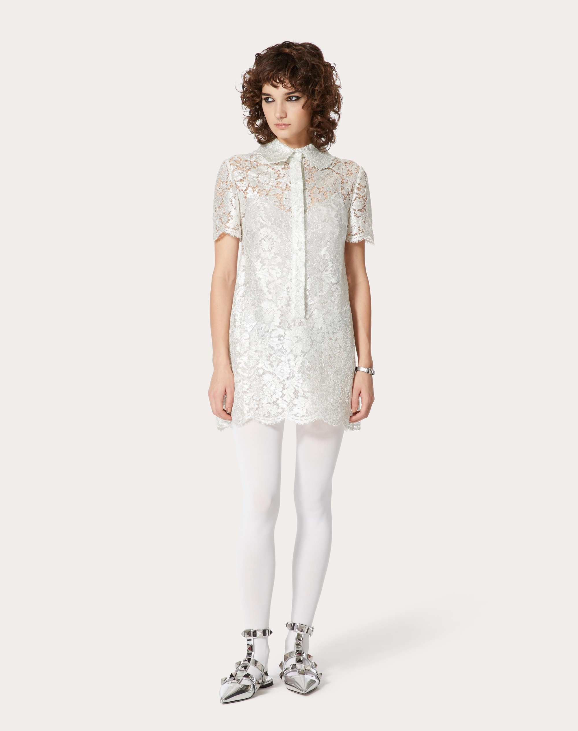 SILVER HEAVY LACE DRESS - 3