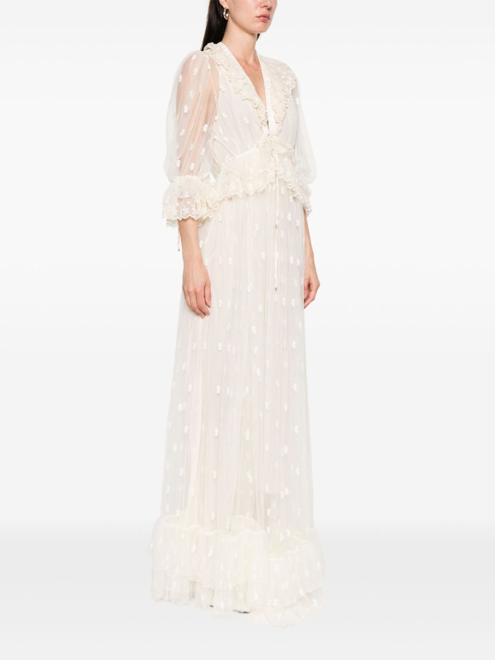 floral-embroidered maxi dress - 3