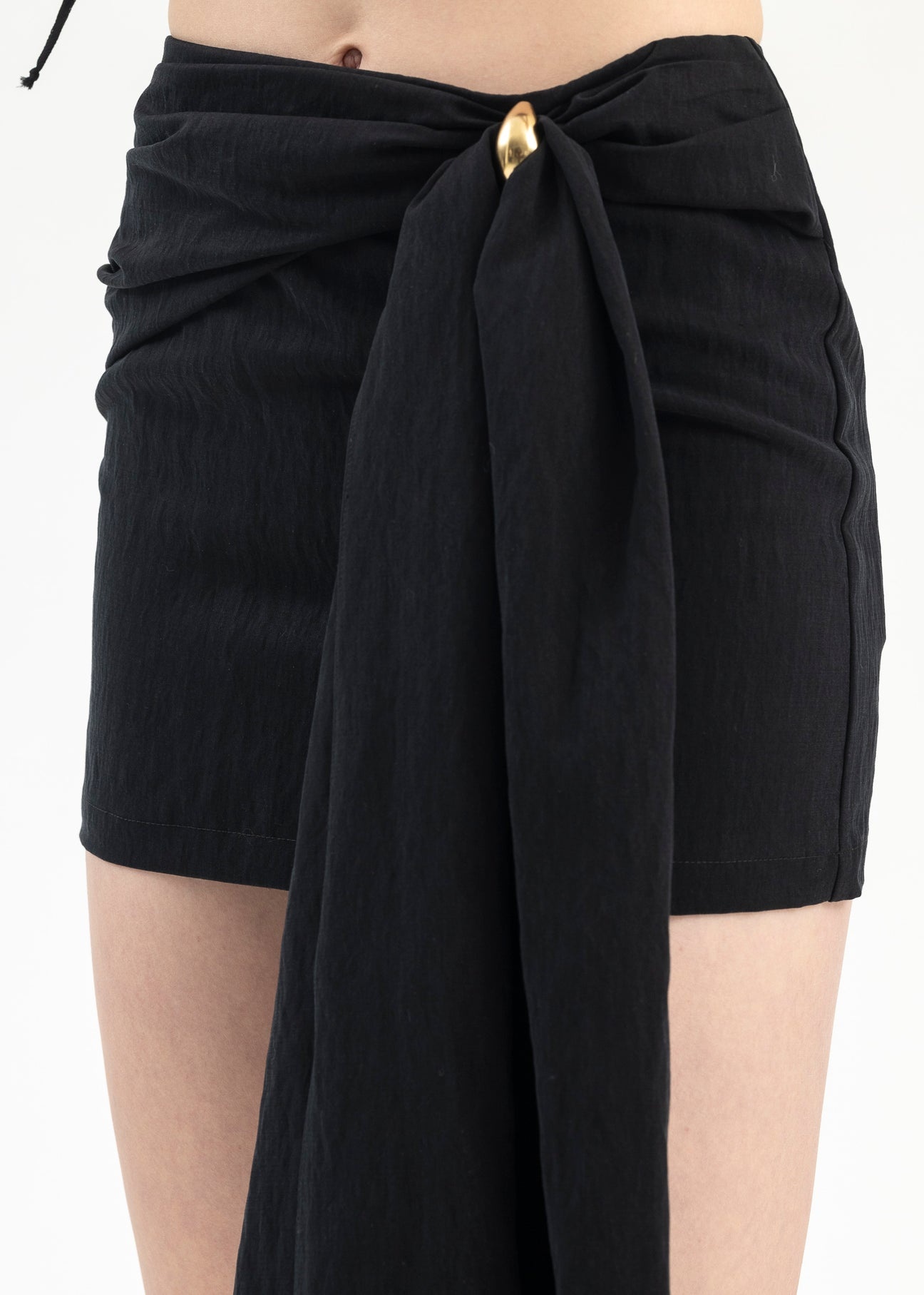 BLACK SKIRT WASHED GABARDE - 2
