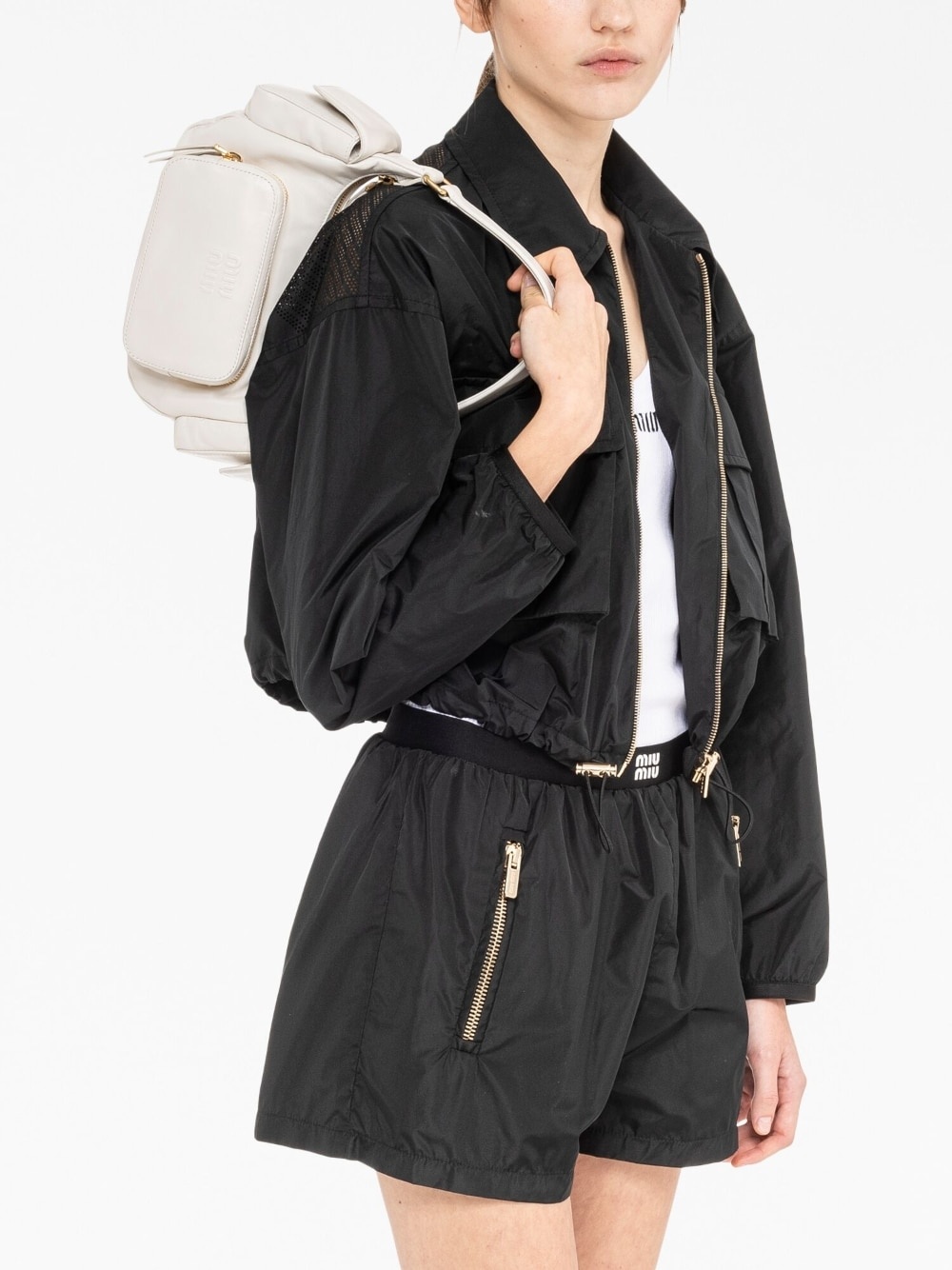 logo-embossed leather shoulder bag - 3