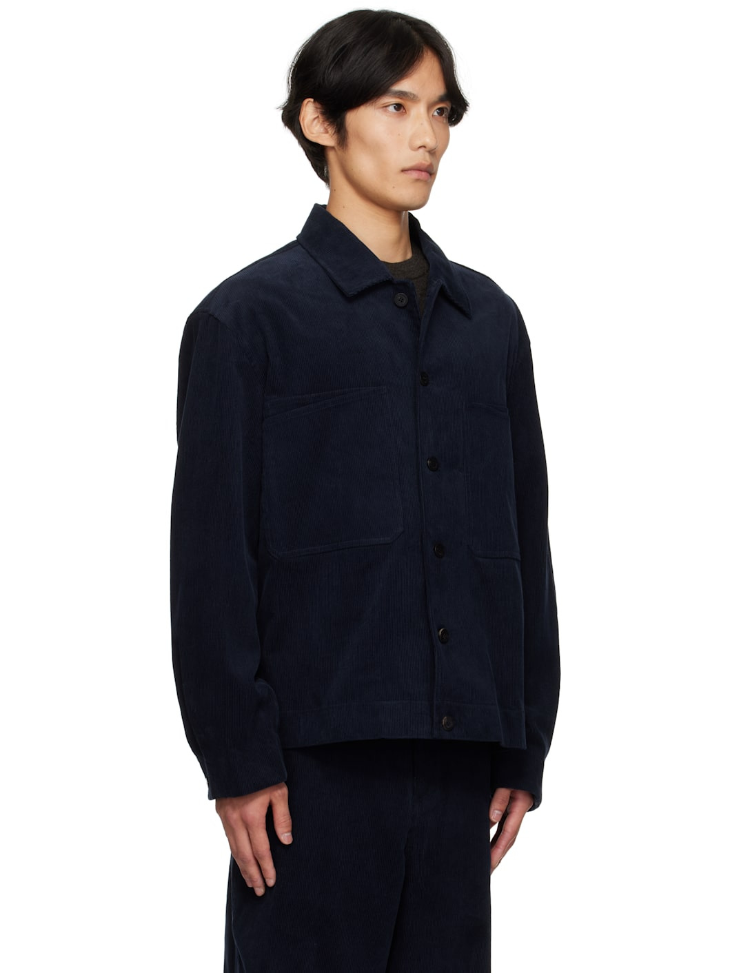 Navy Corduroy Layered Pocket Jacket - 2