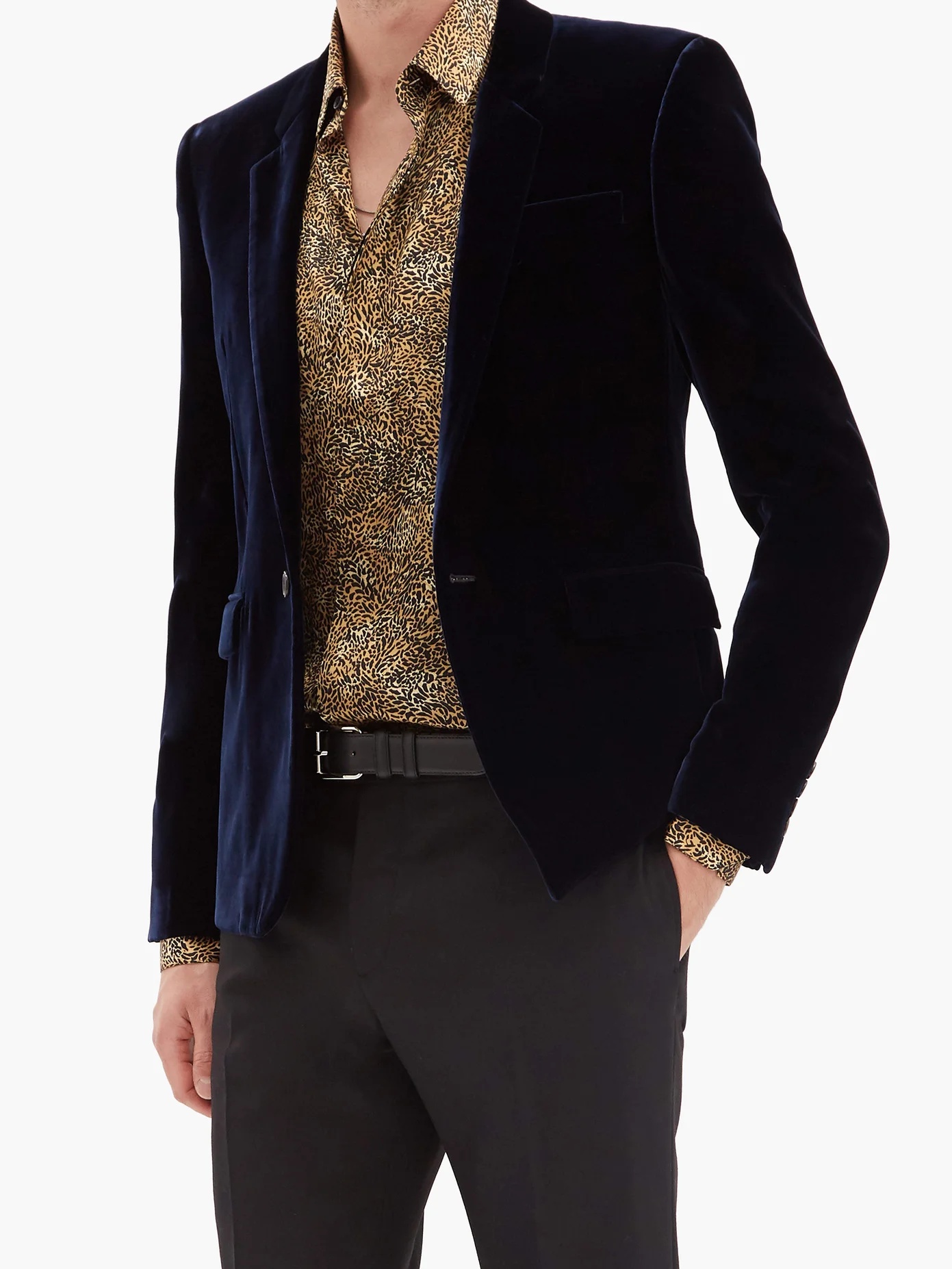 Velvet single-breasted blazer - 6