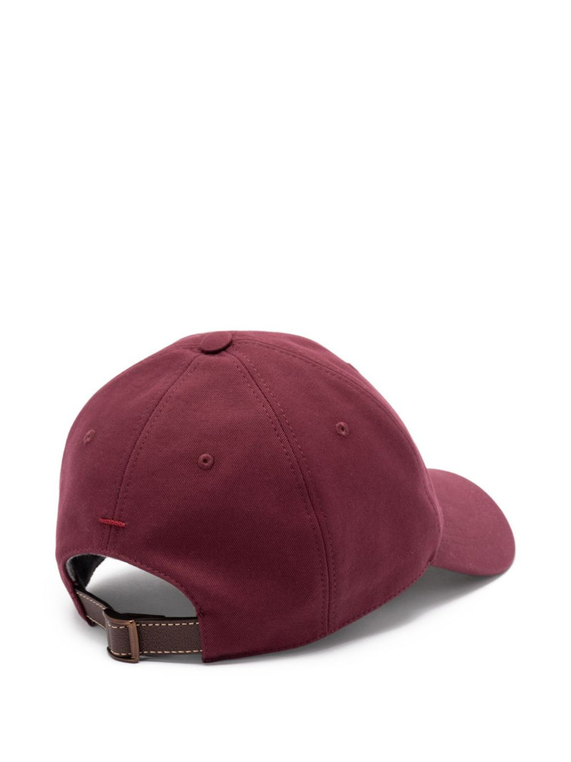 Brunello Cucinelli leather-strap cotton cap outlook