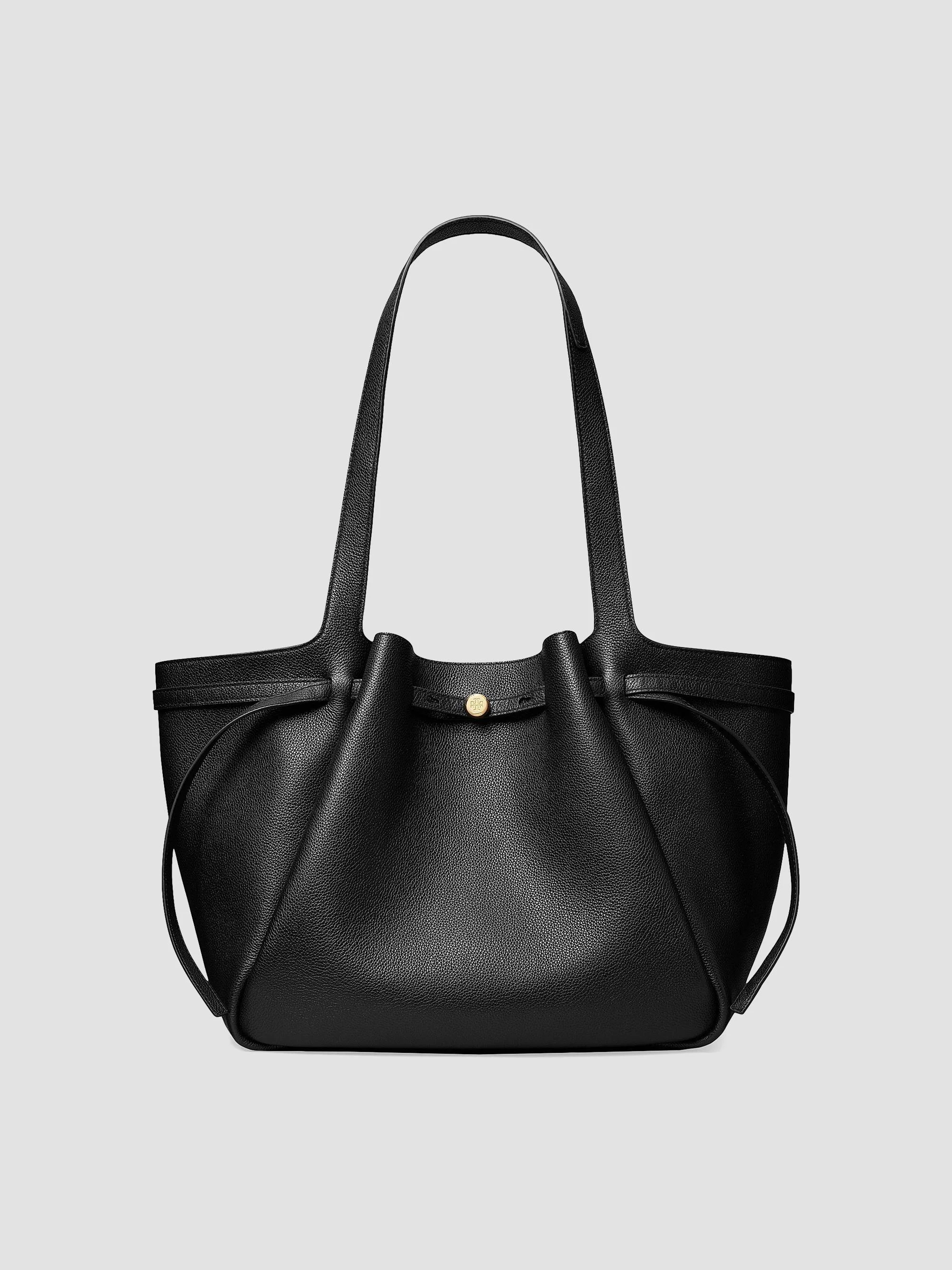 Women's Romy Pebbled Leather Tote Bag - Black - 1