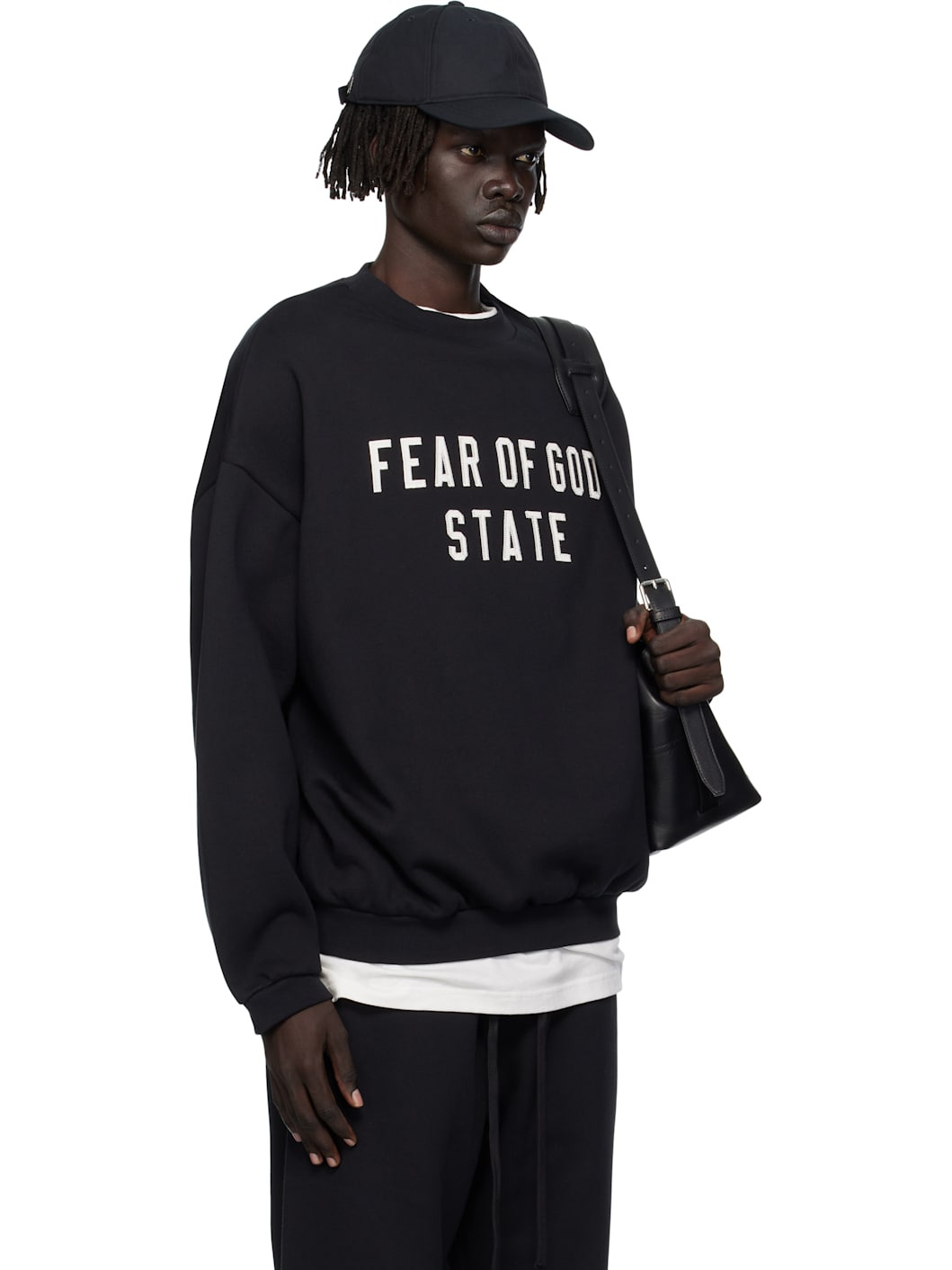 Black 90s Fit Fleece Crewneck Sweatshirt - 2