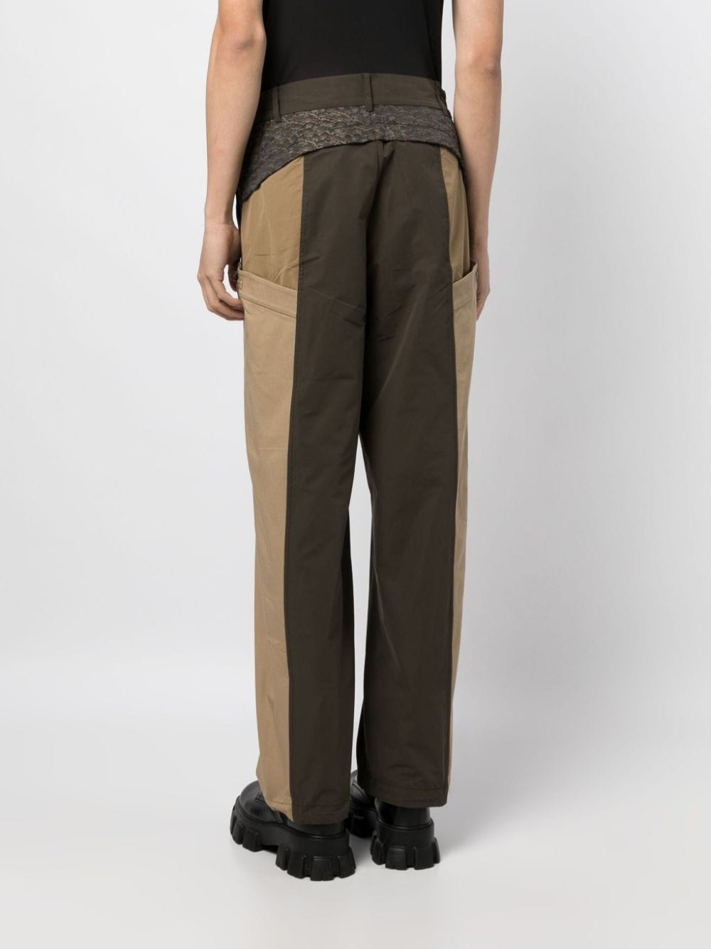 two-tone straight-leg trousers - 4