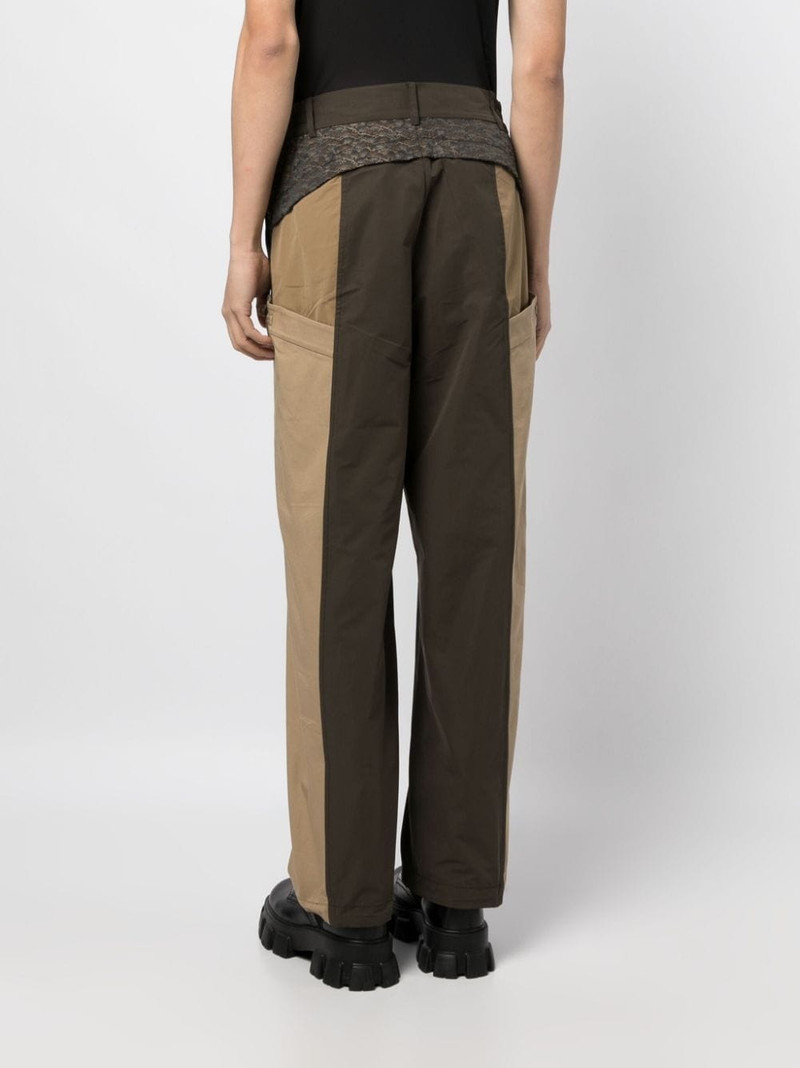 two-tone straight-leg trousers 4
