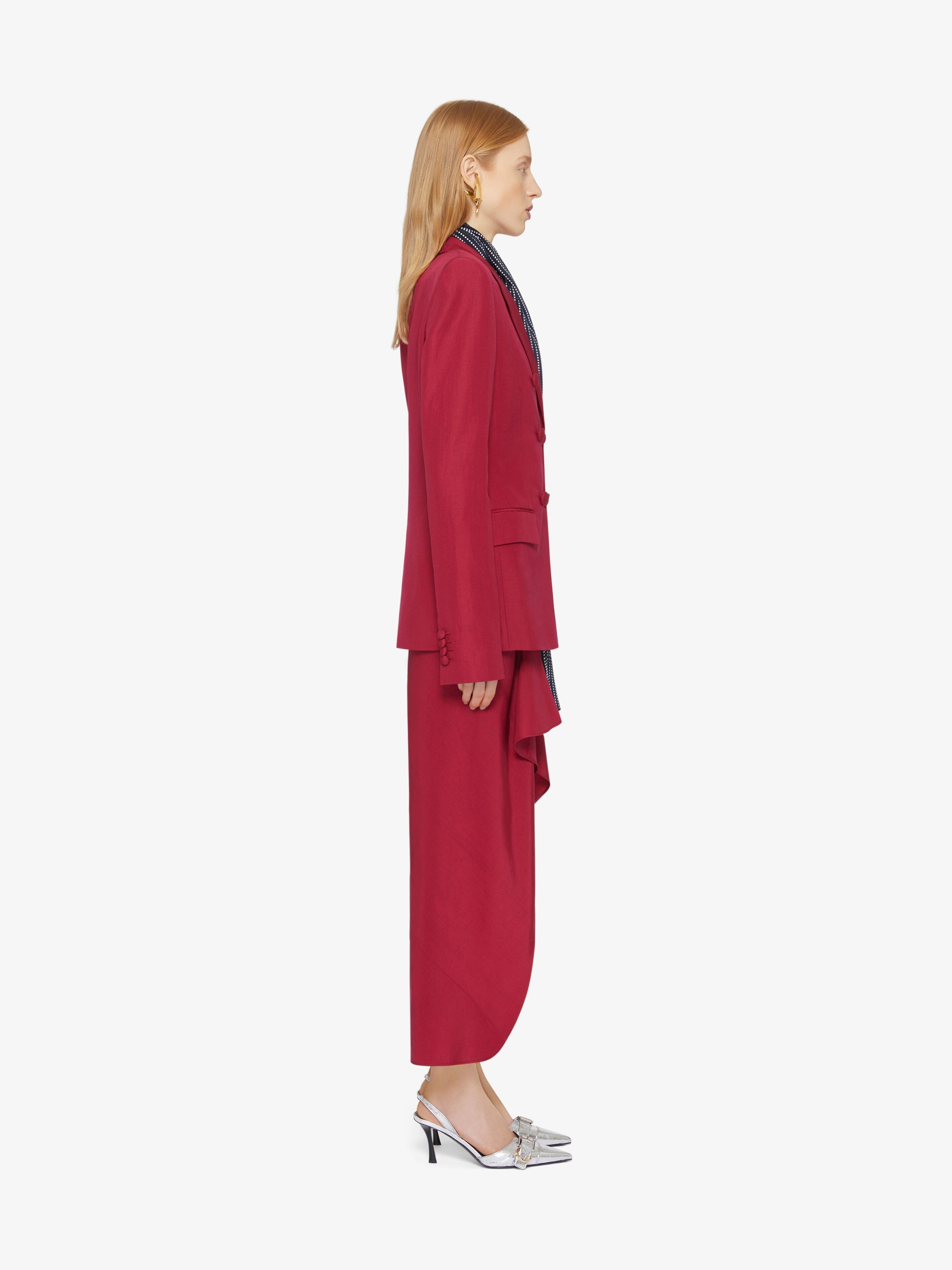 ASYMMETRIC DRAPED SKIRT IN LINEN AND SILK - 3