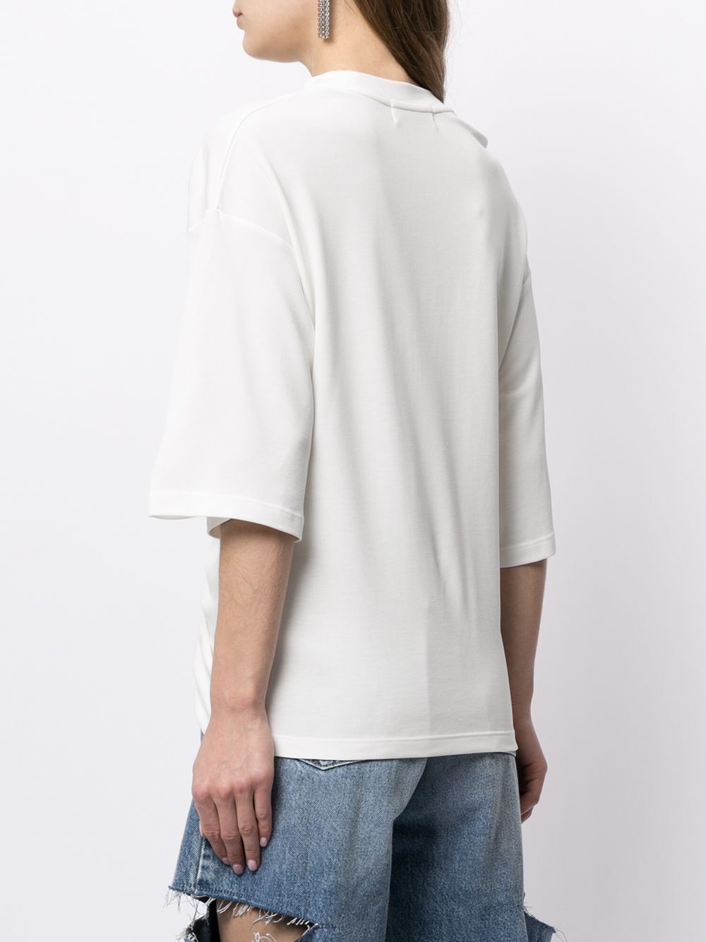 gathered crew-neck T-shirt - 4