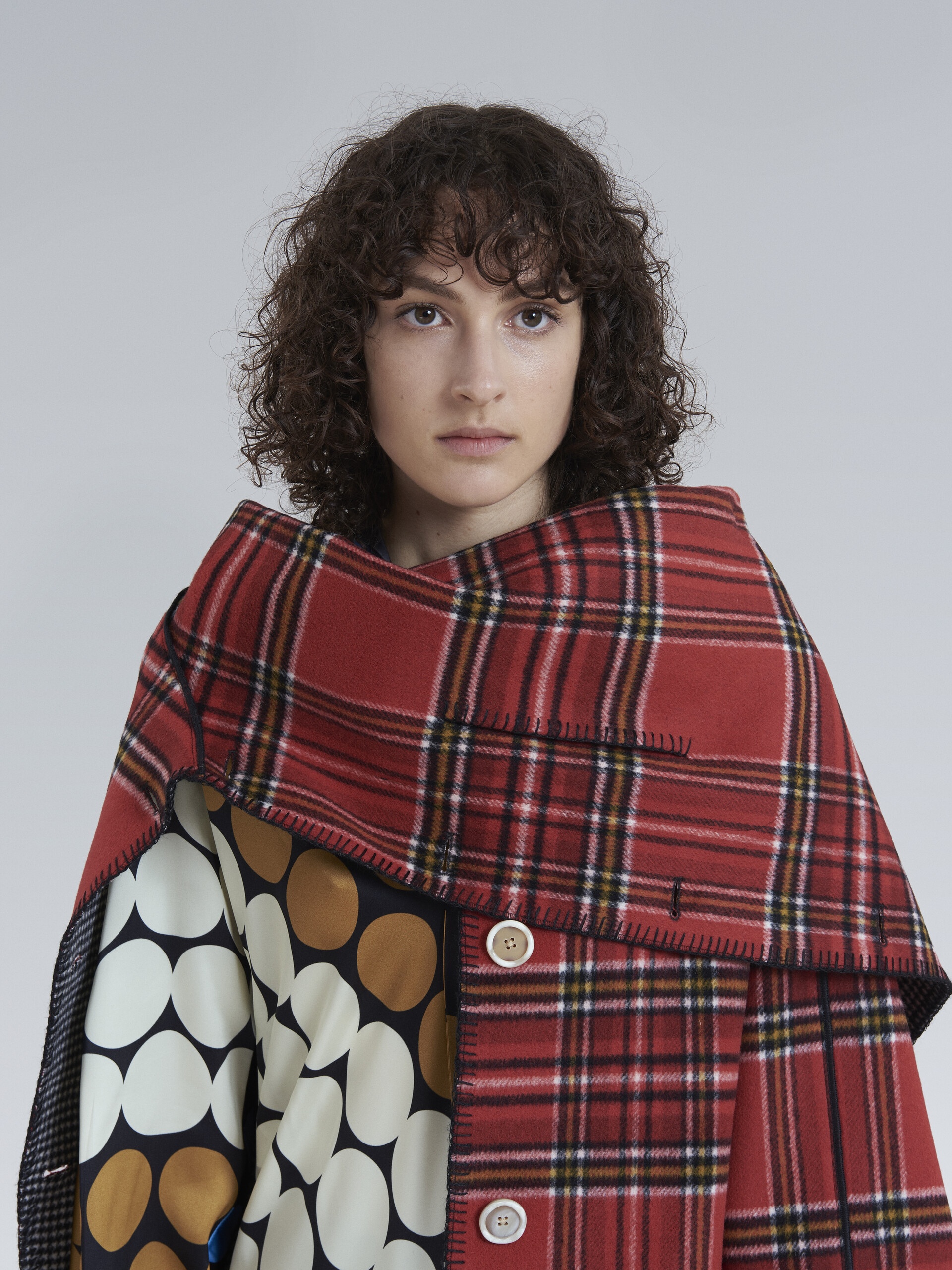 DOUBLE FACE MELTON WOOL COAT WITH CONTRAST INSIDE - 4