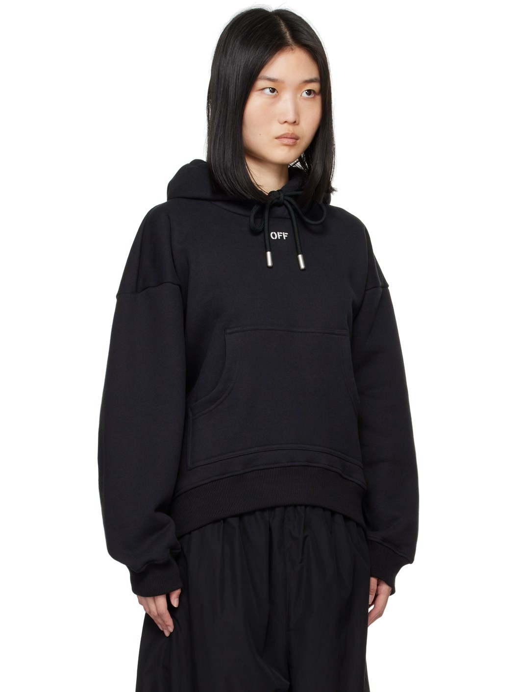 Black Off Stamp Round Hoodie - 2