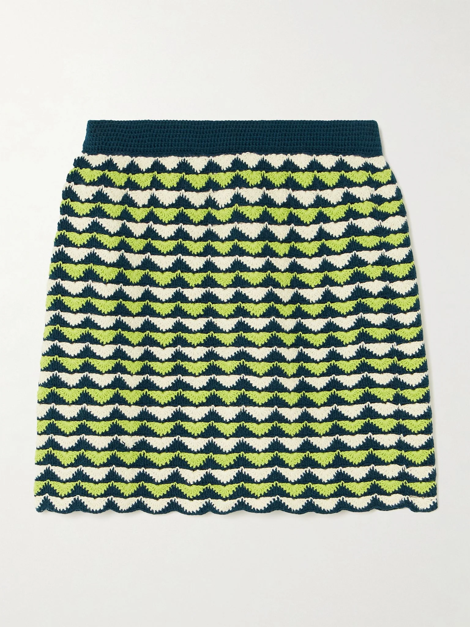 Motupe scalloped crocheted cotton mini skirt Lime green - 1