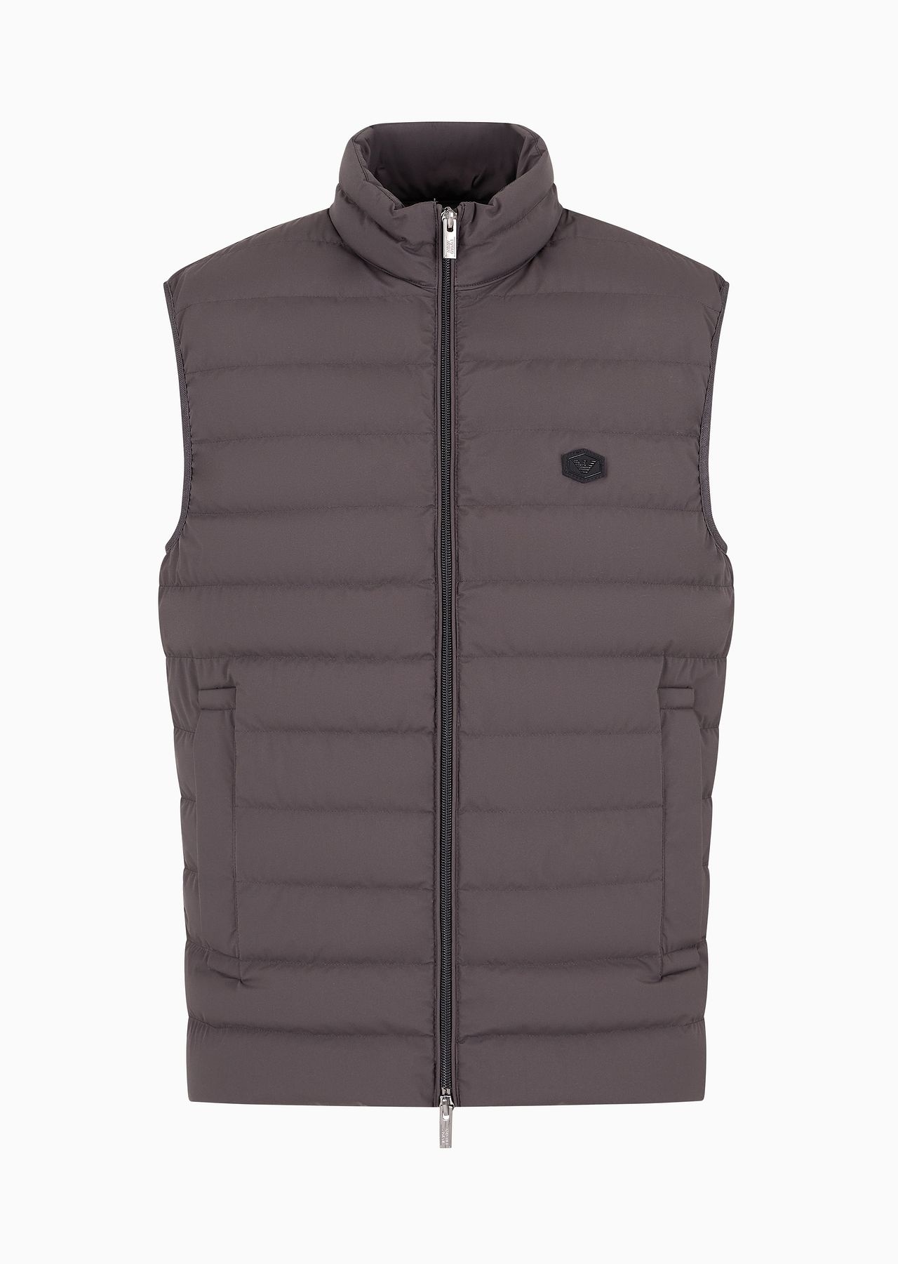 Sleeveless full-zip down jacket in quilted nylon with eagle logo patch - 1