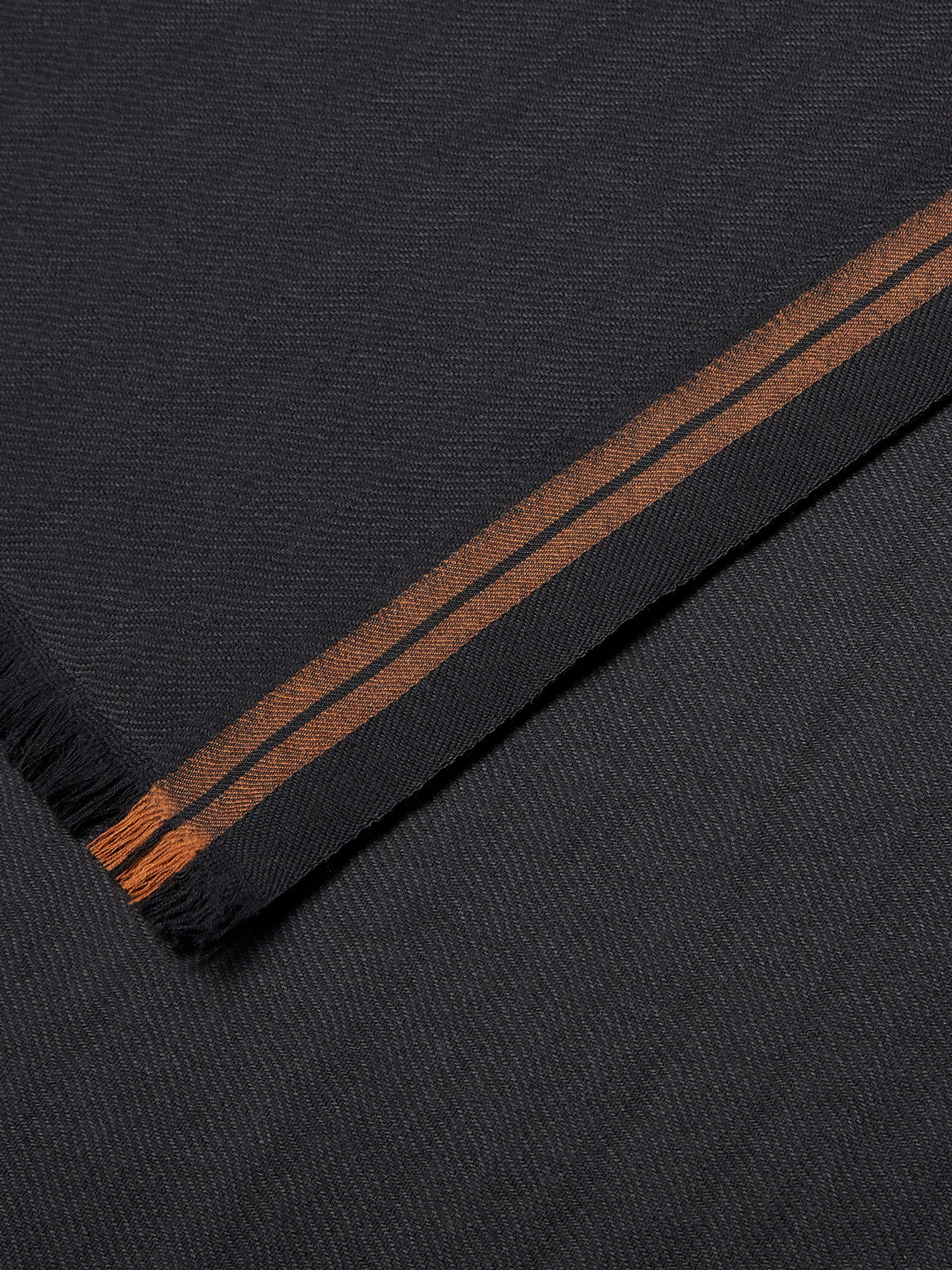 BLACK WOOL AND SILK SCARF - 2