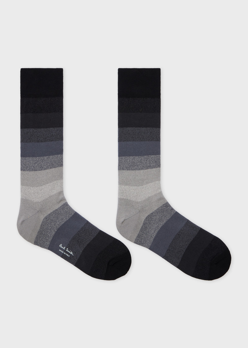 Paul Smith Black Cotton-Blend Ombre Stripe Socks outlook