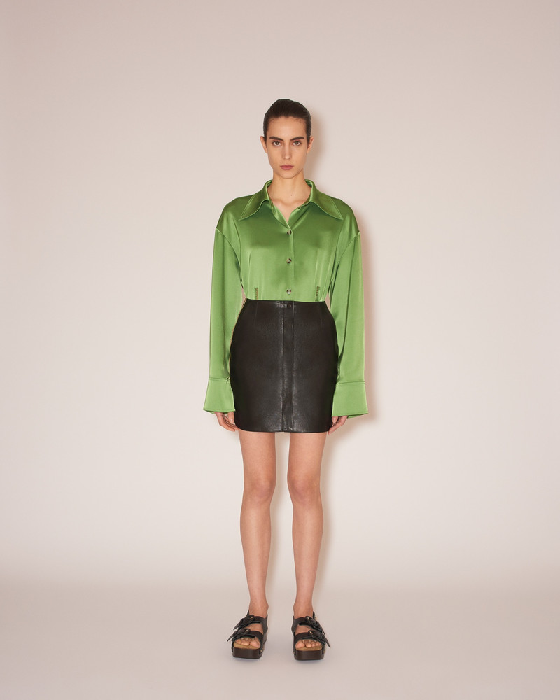 Nanushka LYNN - Regenerated leather merrow-stitch mini skirt - Black outlook