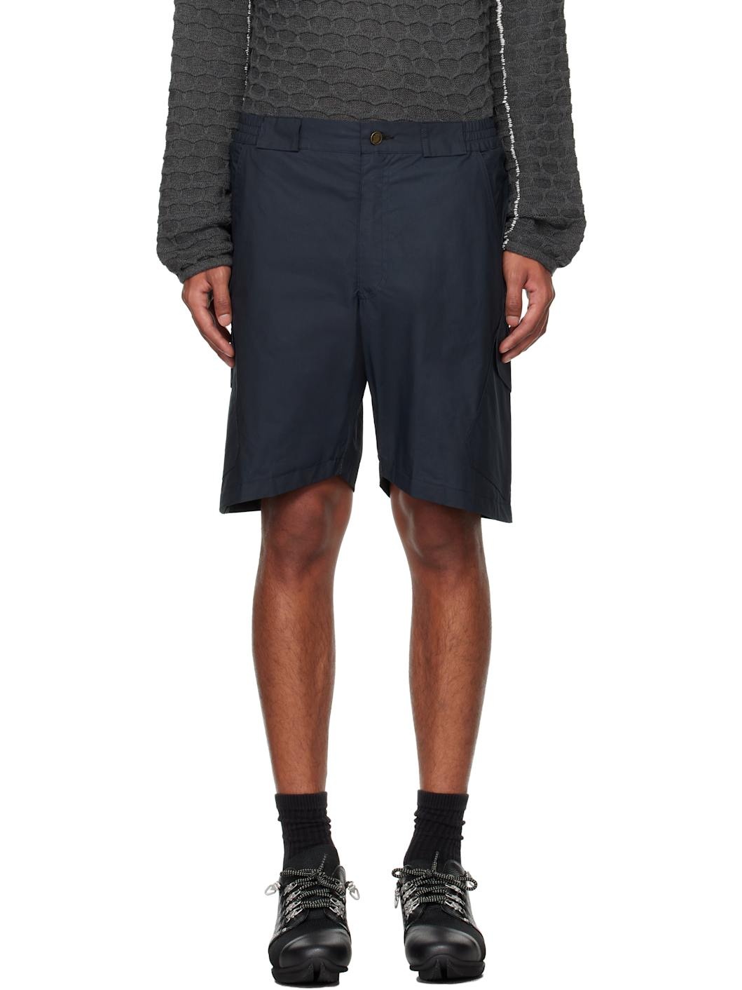 Black Ripstop Cotton Cargo Shorts - 1