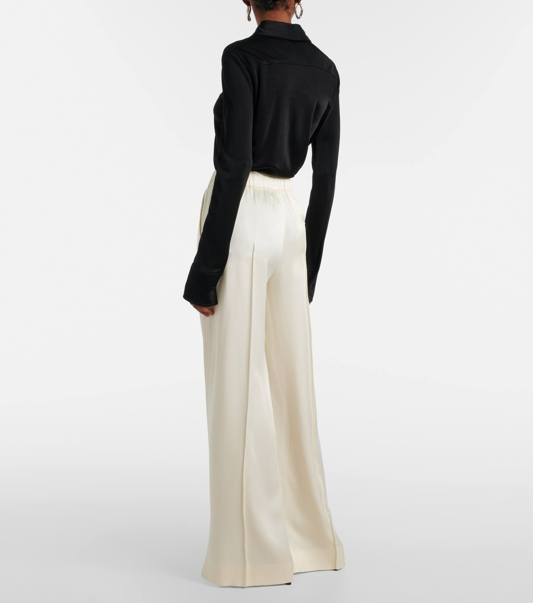 Gathered satin wide-leg pants - 3